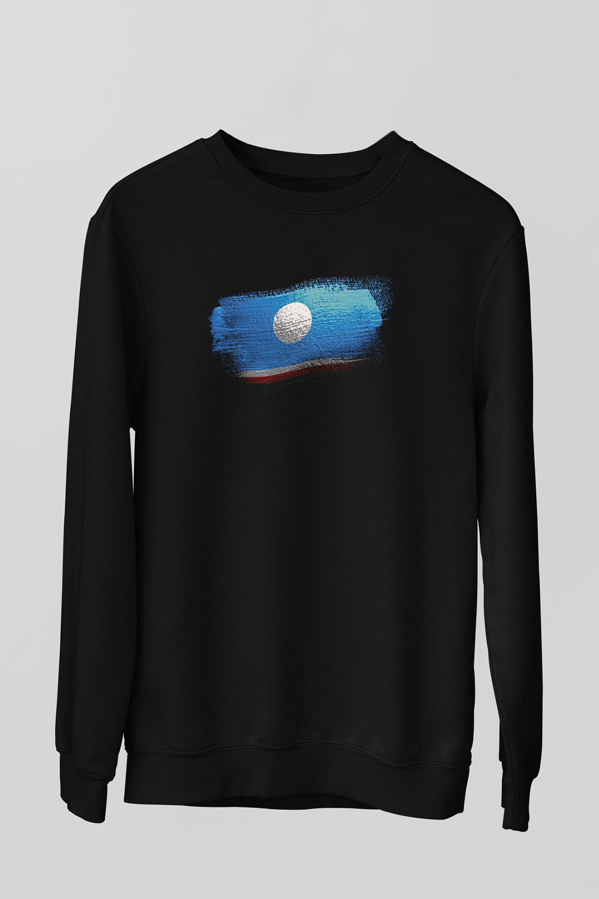 Yakutistan - Sakha Republic Bayrağı Baskılı Unisex Siyah Sweatshirt