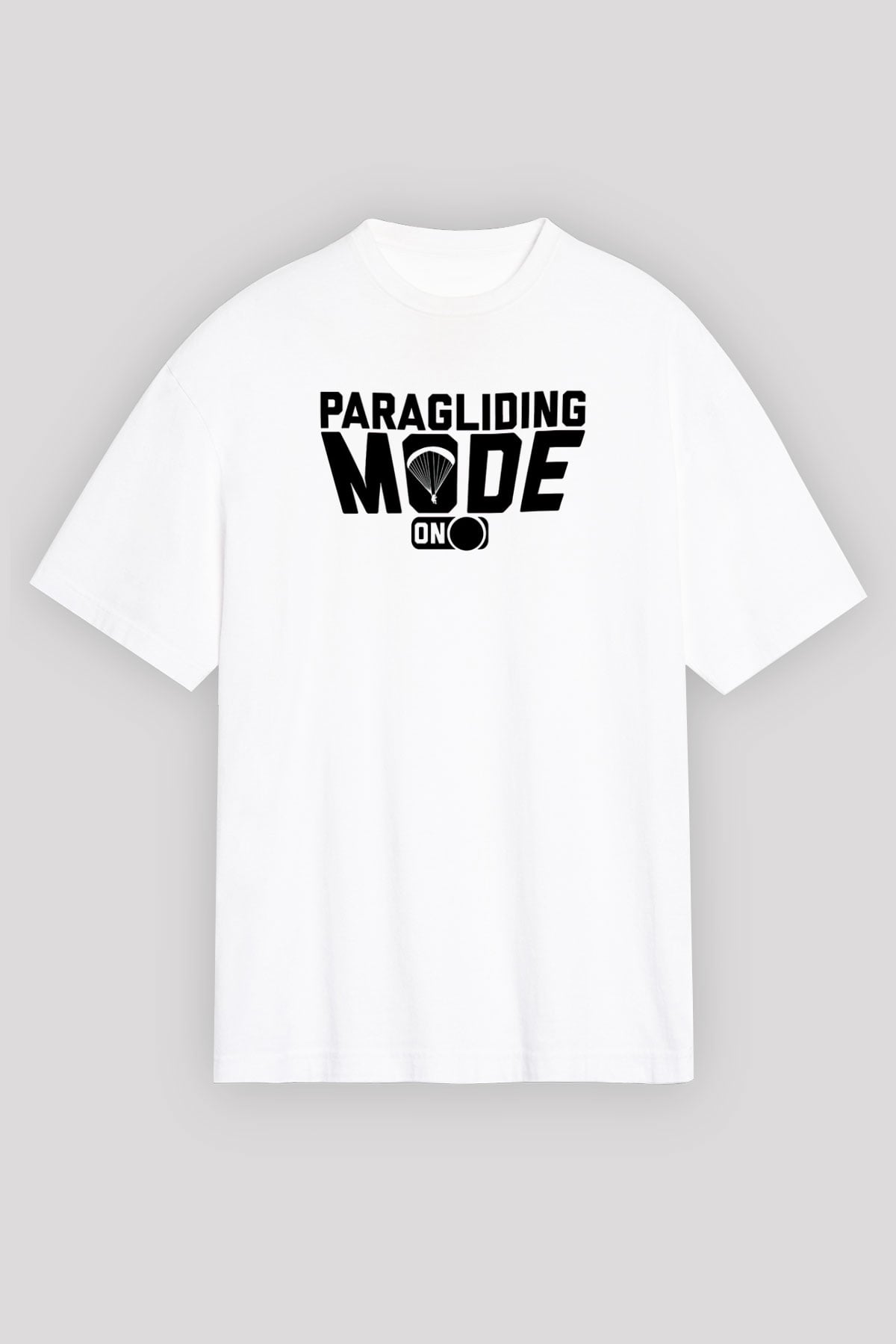 Yamaç Paraşütü Baskılı Unisex Beyaz Oversize Tişört - Tshirt