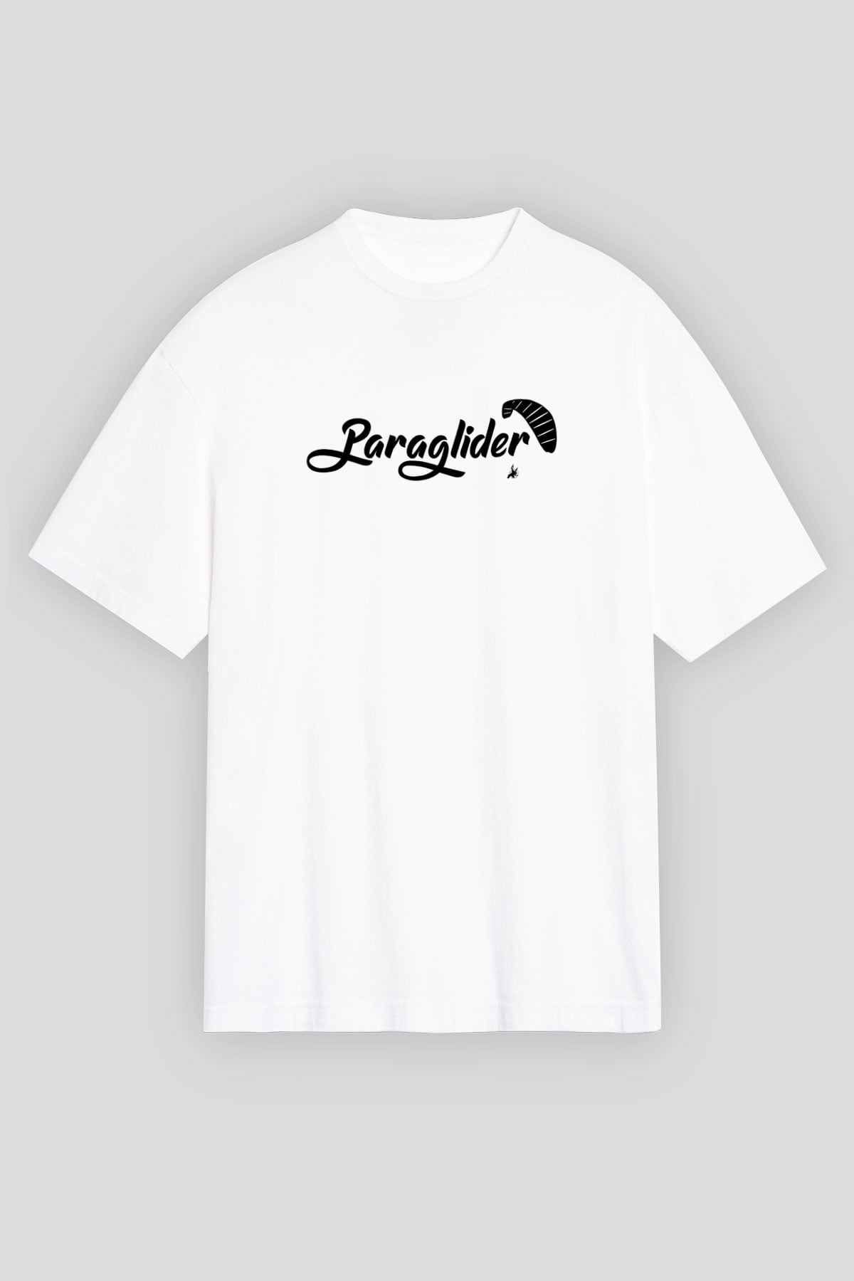 Yamaç Paraşütü Baskılı Unisex Beyaz Oversize Tişört - Tshirt