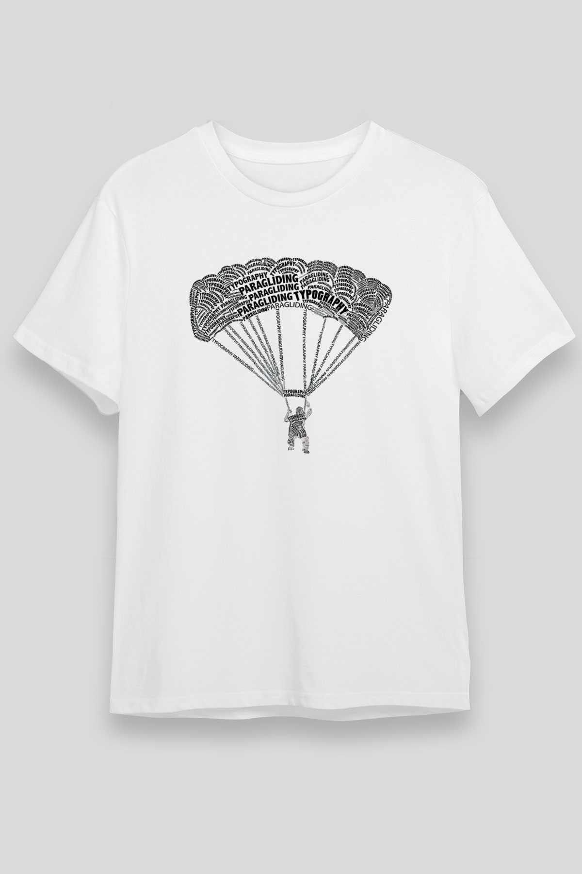 Yamaç Paraşütü Baskılı Unisex Beyaz Tişört - Tshirt
