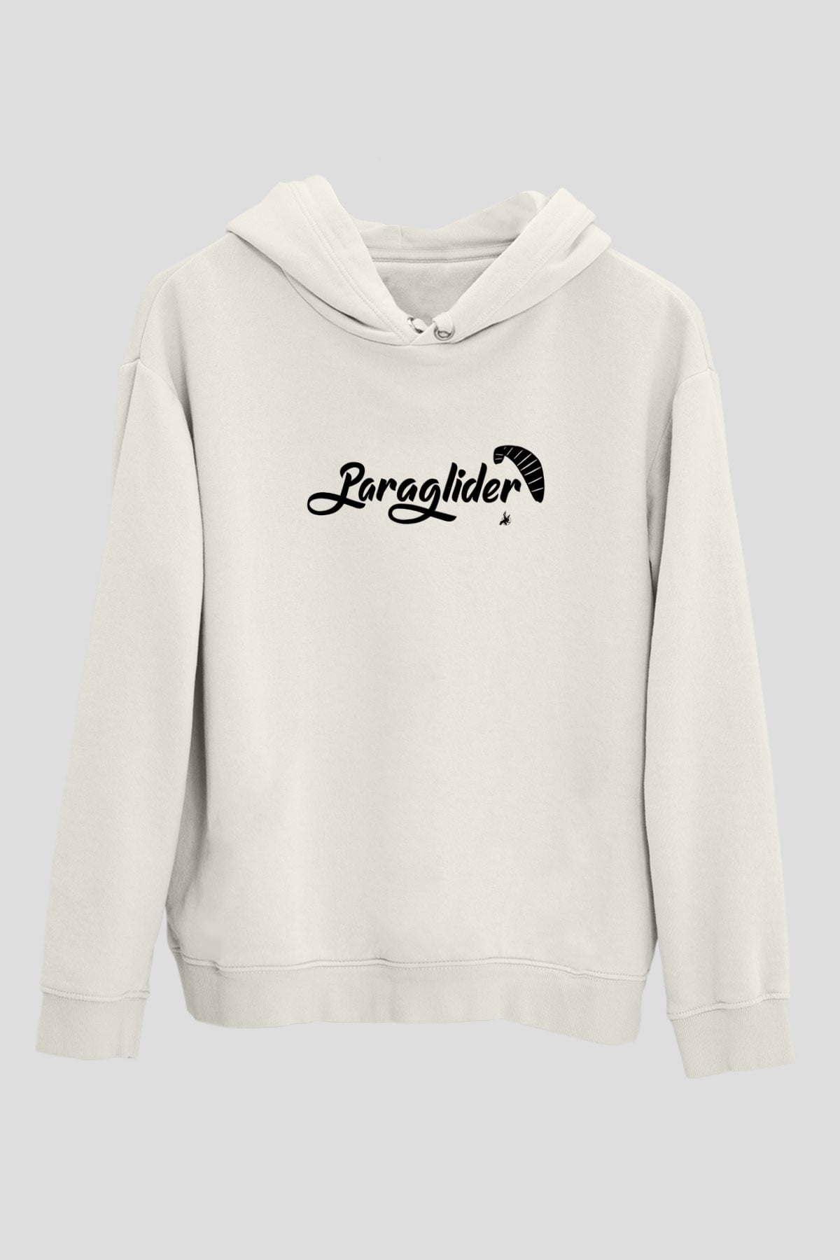 Yamaç Paraşütü Baskılı Unisex Ekru Hoodie
