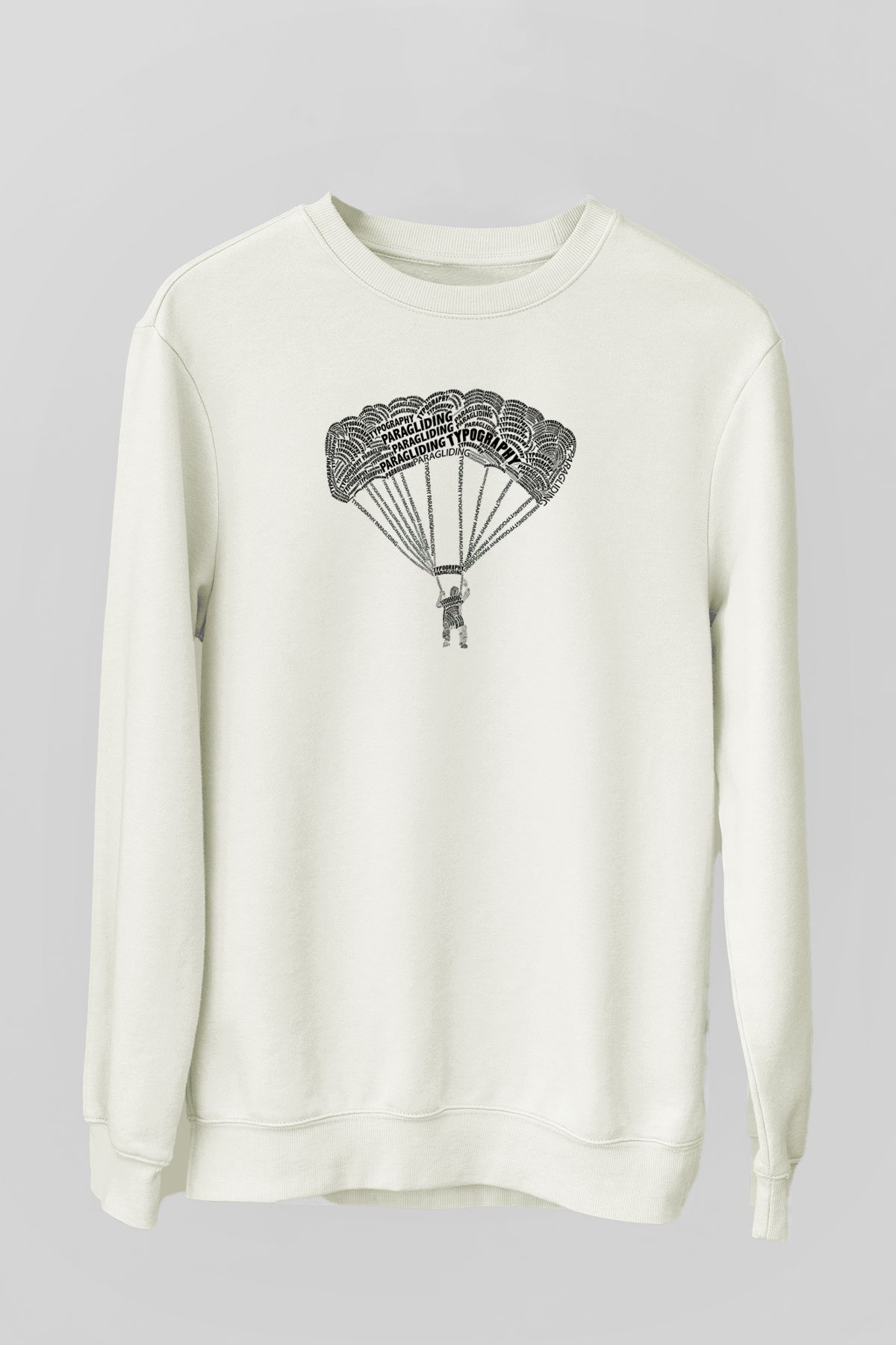 Yamaç Paraşütü Baskılı Unisex Ekru Sweatshirt