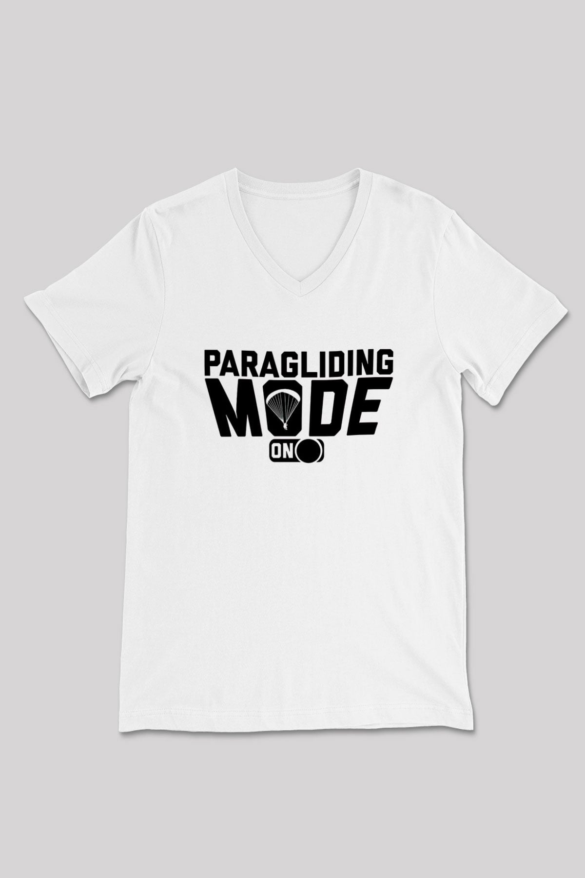 Yamaç Paraşütü Baskılı Unisex V Yaka Tişört - Tshirt