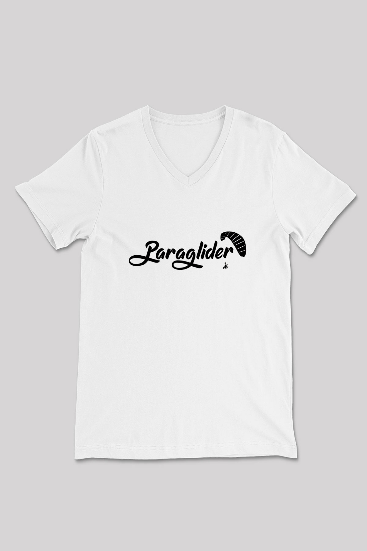 Yamaç Paraşütü Baskılı Unisex V Yaka Tişört - Tshirt