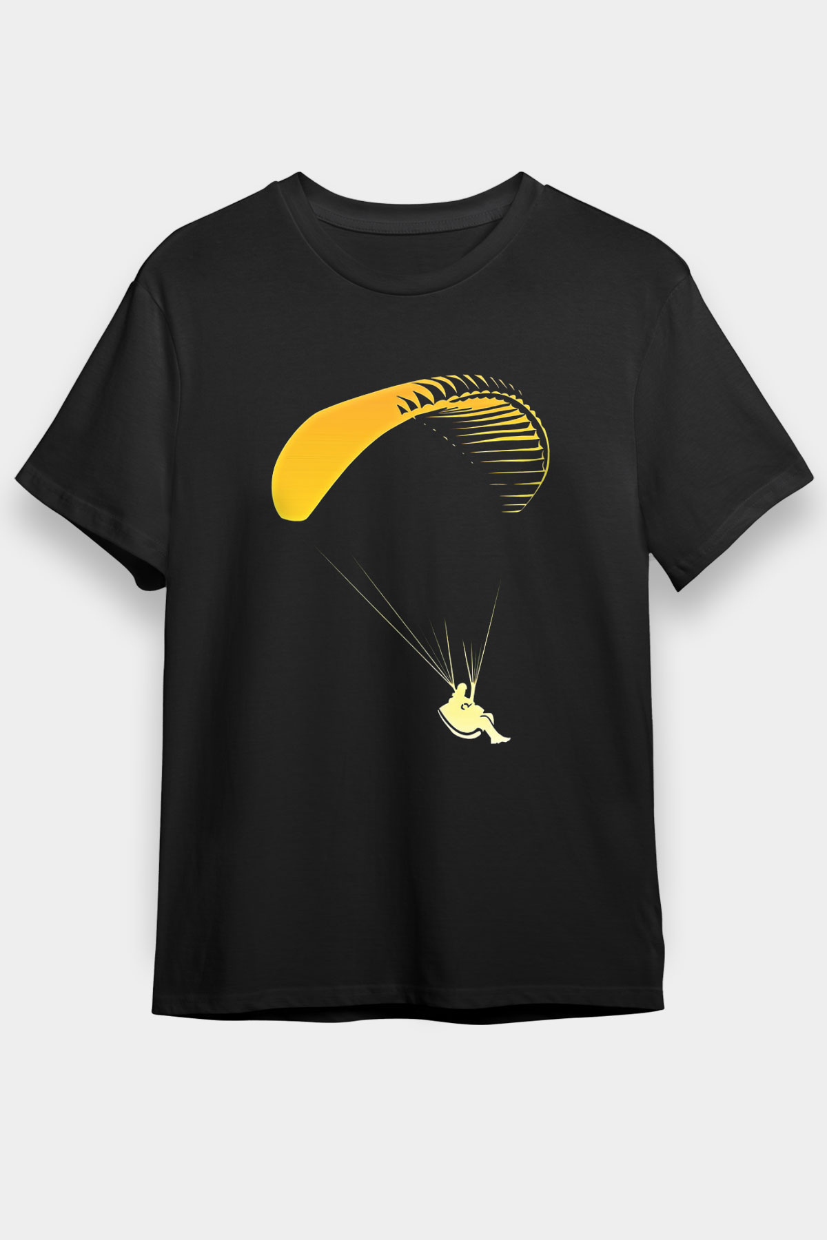 Yamaç Paraşütü - Paragliding Baskılı Unisex Siyah Tişört - Tshirt