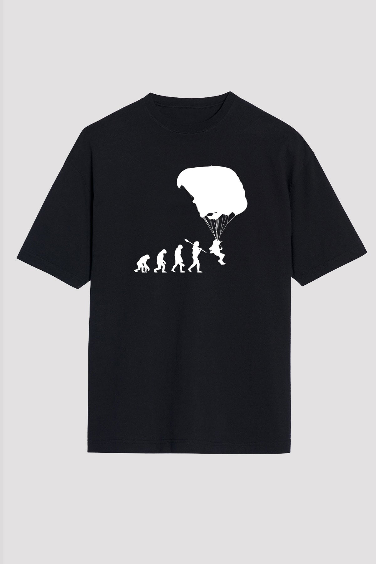 Yamaç Paraşütü - Paragliding Baskılı Unisex Siyah Oversize Tişört