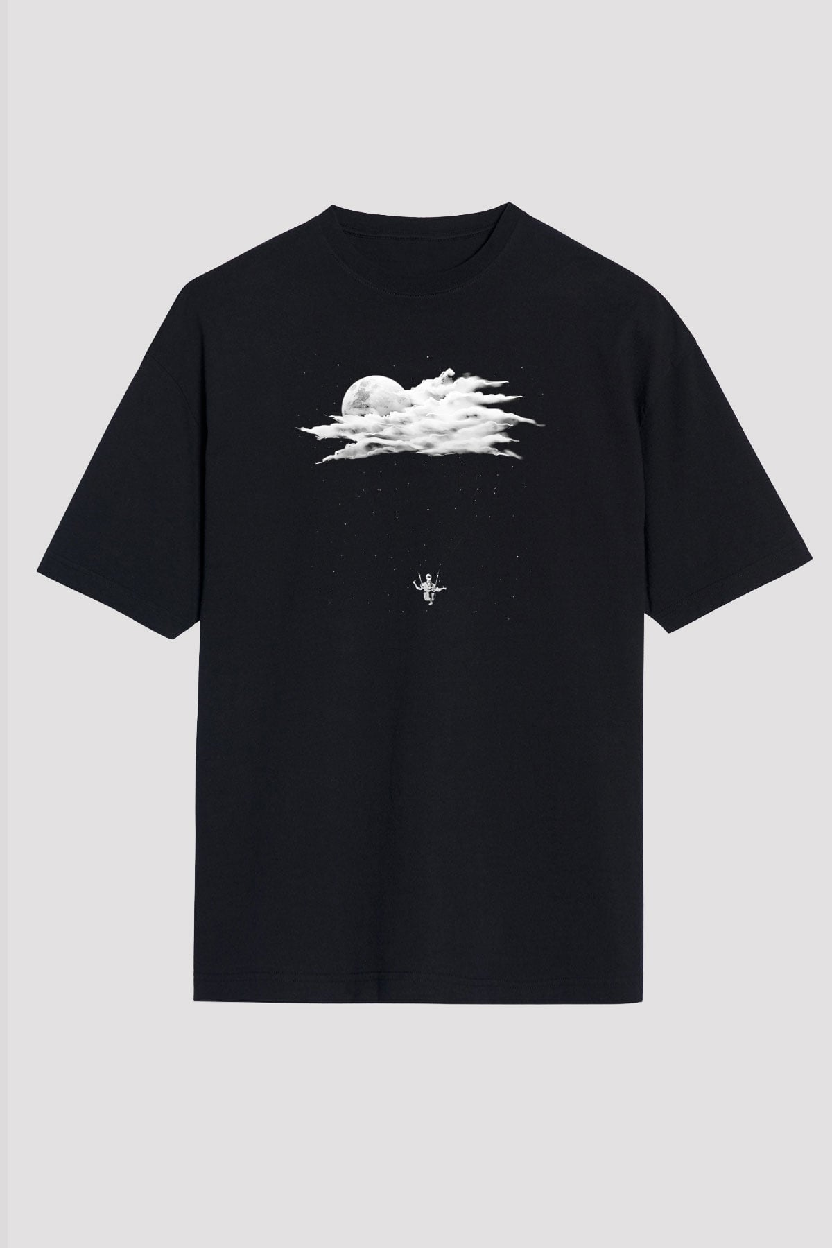 Yamaç Paraşütü - Paragliding Baskılı Unisex Siyah Oversize Tişört
