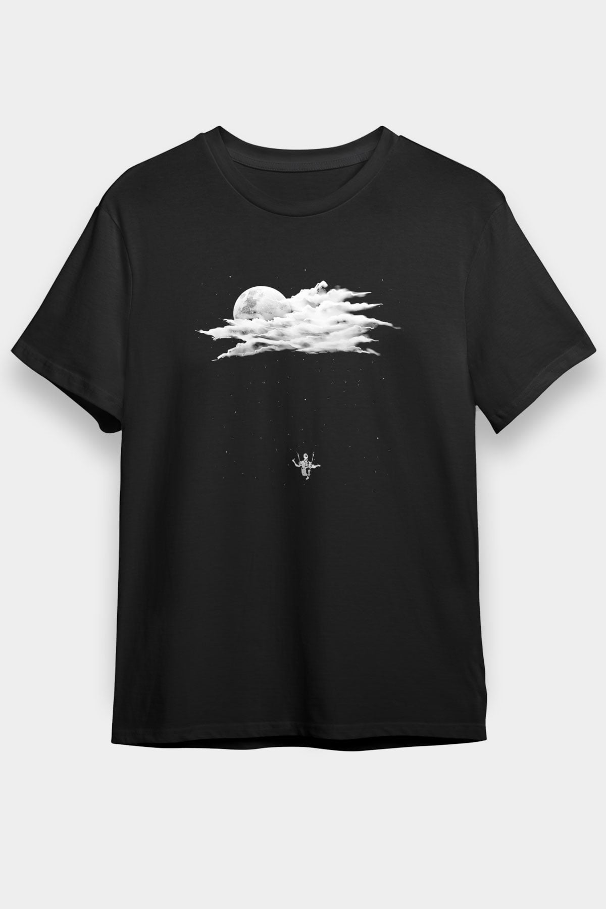 Yamaç Paraşütü - Paragliding Baskılı Unisex Siyah Tişört - Tshirt