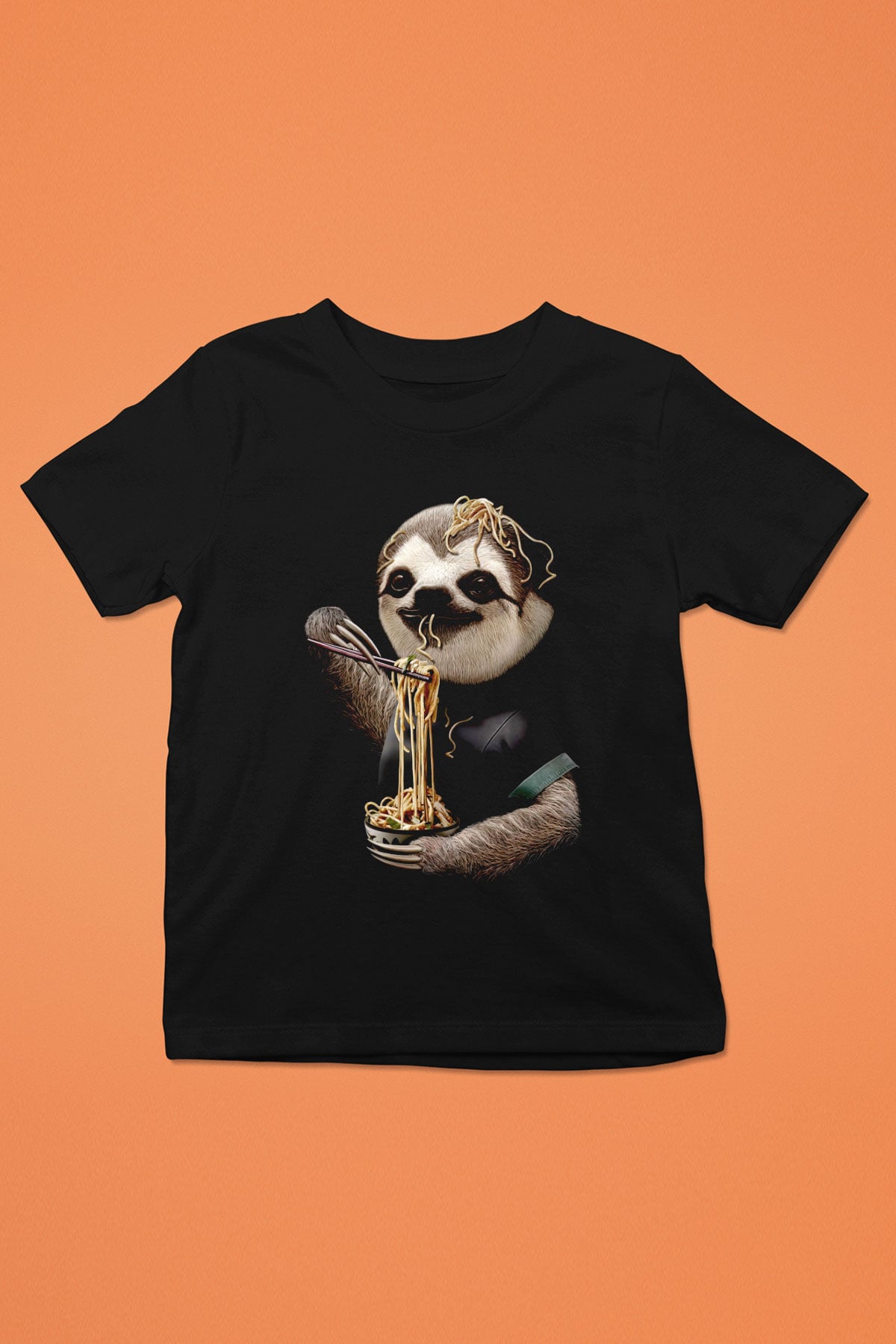 Yavaş Yeme Yarışması Baskılı Unisex Siyah  Çocuk Tişört
