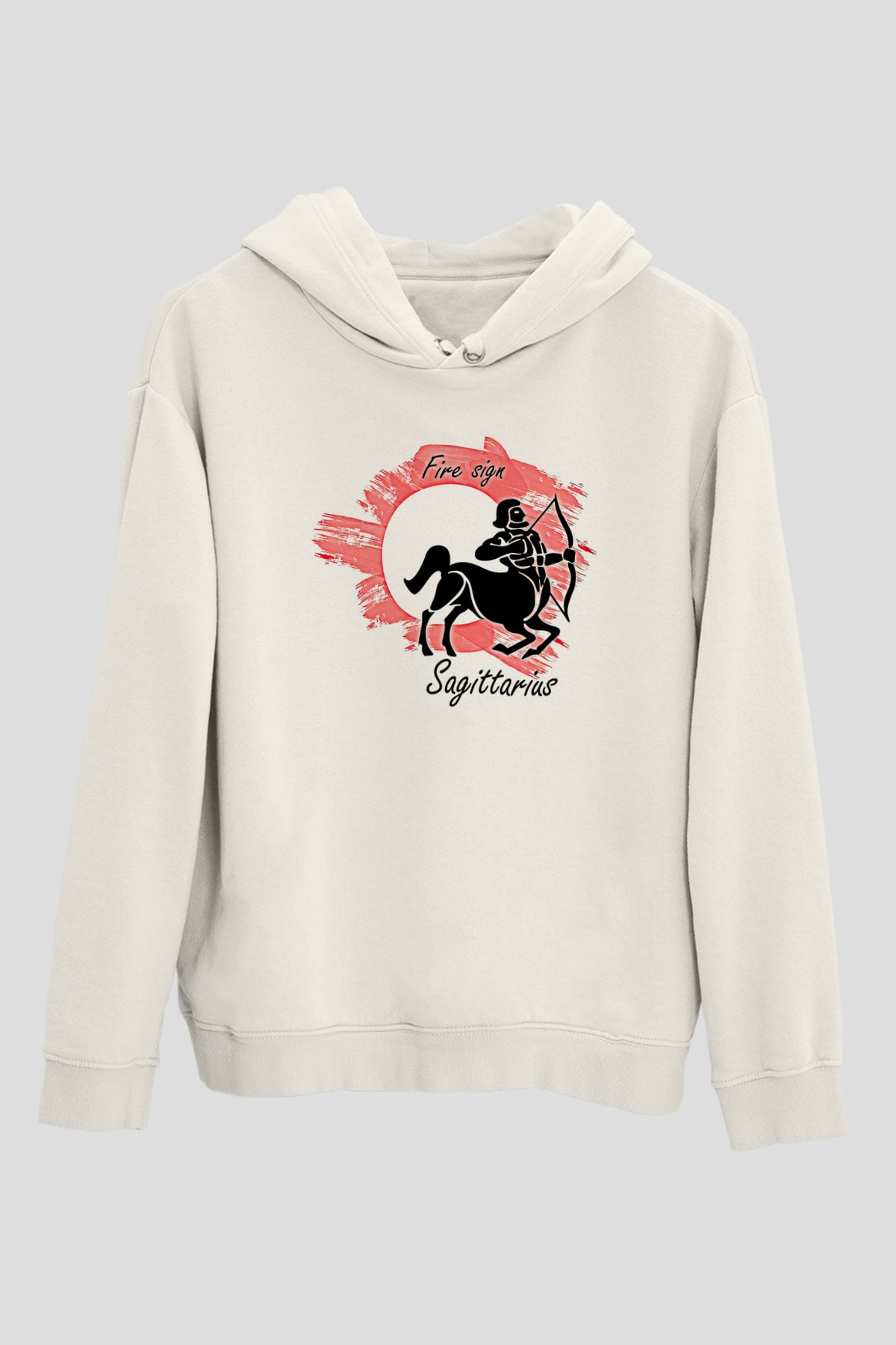Yay Burcu Baskılı Beyaz Unisex Hoodie