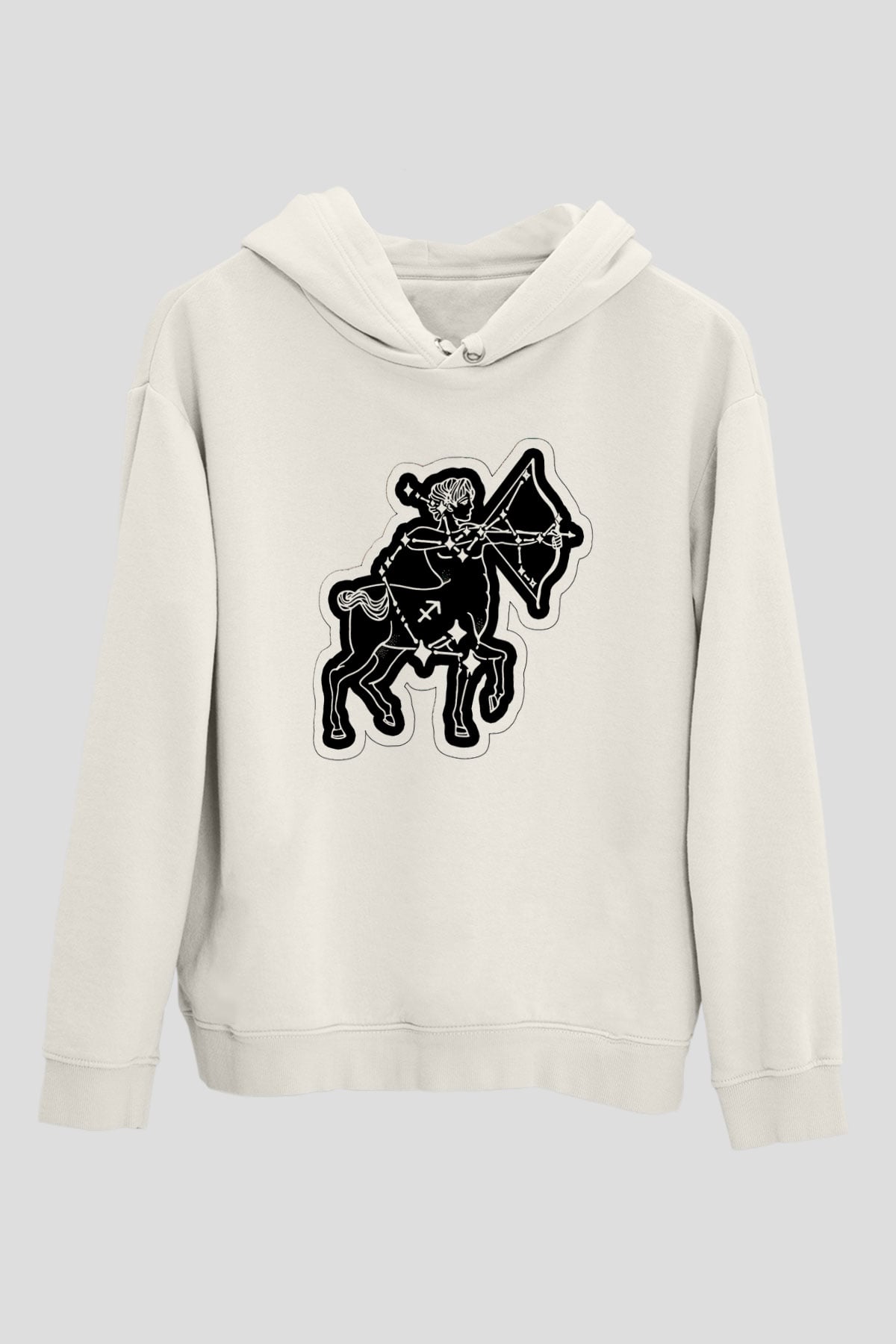 Yay Burcu Baskılı Beyaz Unisex Hoodie