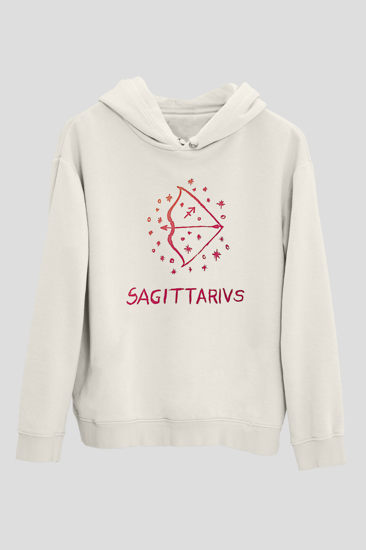 Yay Burcu Baskılı Beyaz Unisex Hoodie