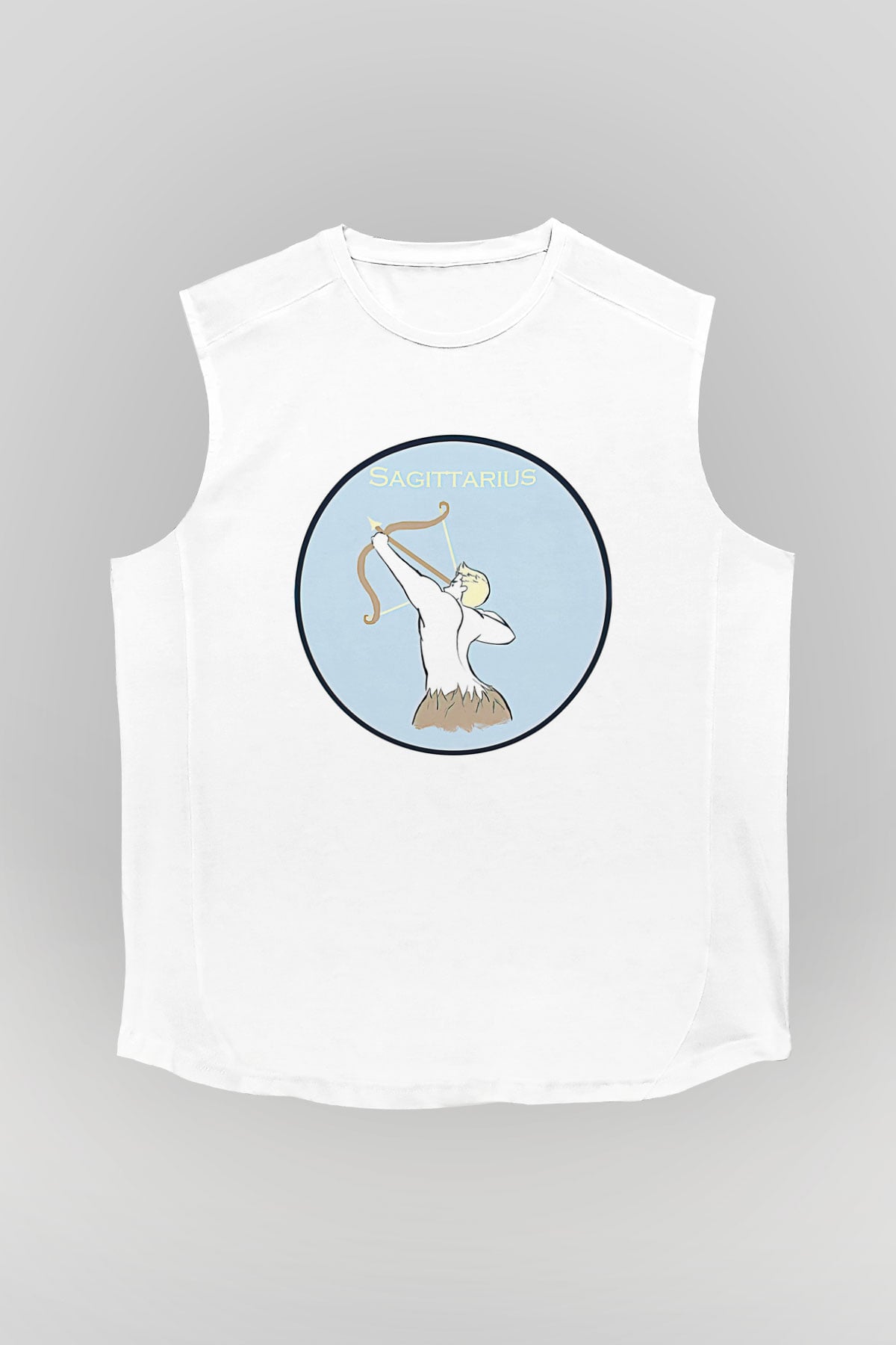 Yay Burcu Baskılı Beyaz Unisex Kolsuz Tişört - Tshirt