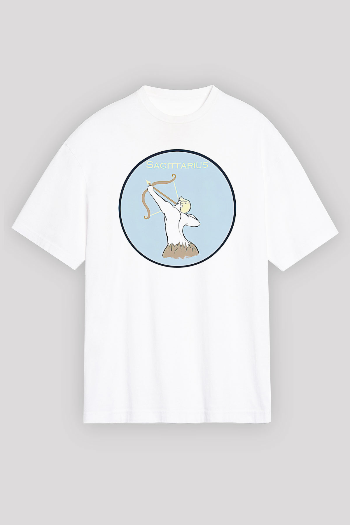 Yay Burcu Baskılı Beyaz Unisex Oversize Tişört - Tshirt