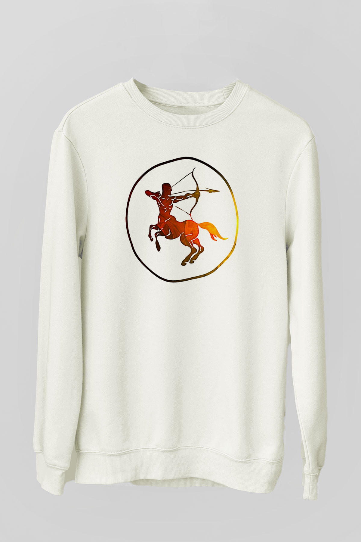 Yay Burcu Baskılı Beyaz Unisex Sweatshirt