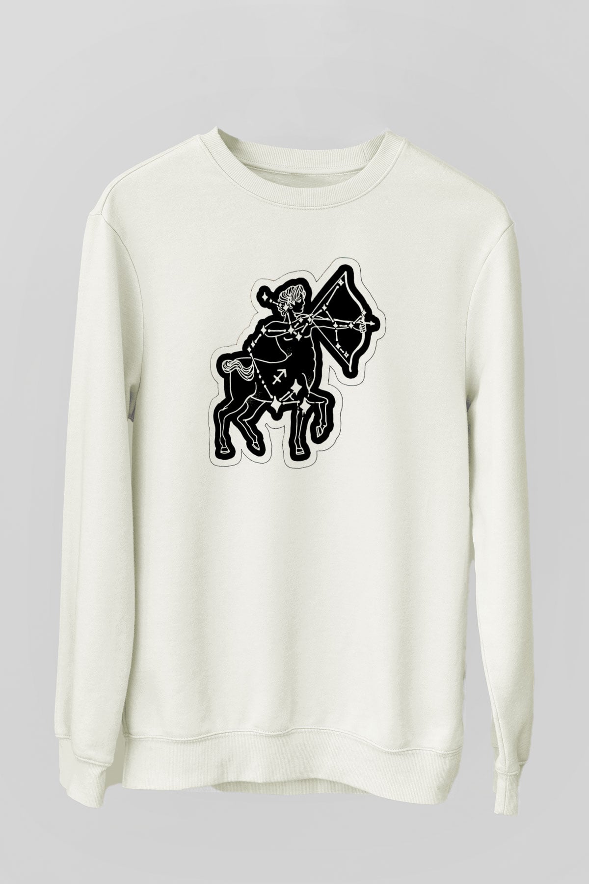 Yay Burcu Baskılı Beyaz Unisex Sweatshirt
