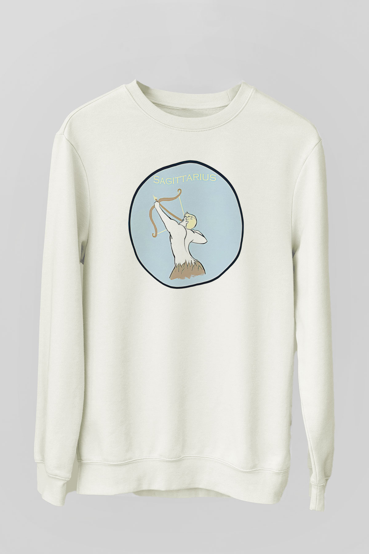 Yay Burcu Baskılı Beyaz Unisex Sweatshirt