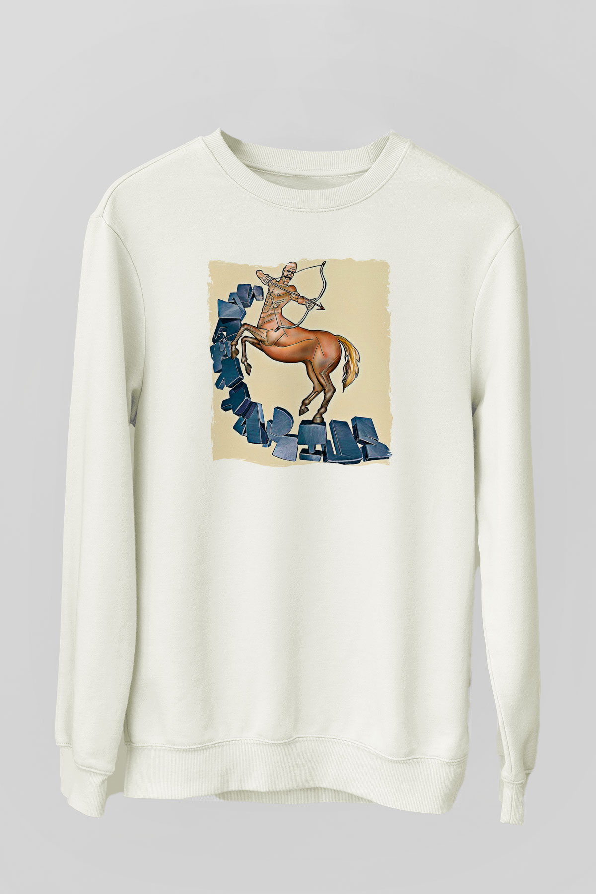 Yay Burcu Baskılı Beyaz Unisex Sweatshirt