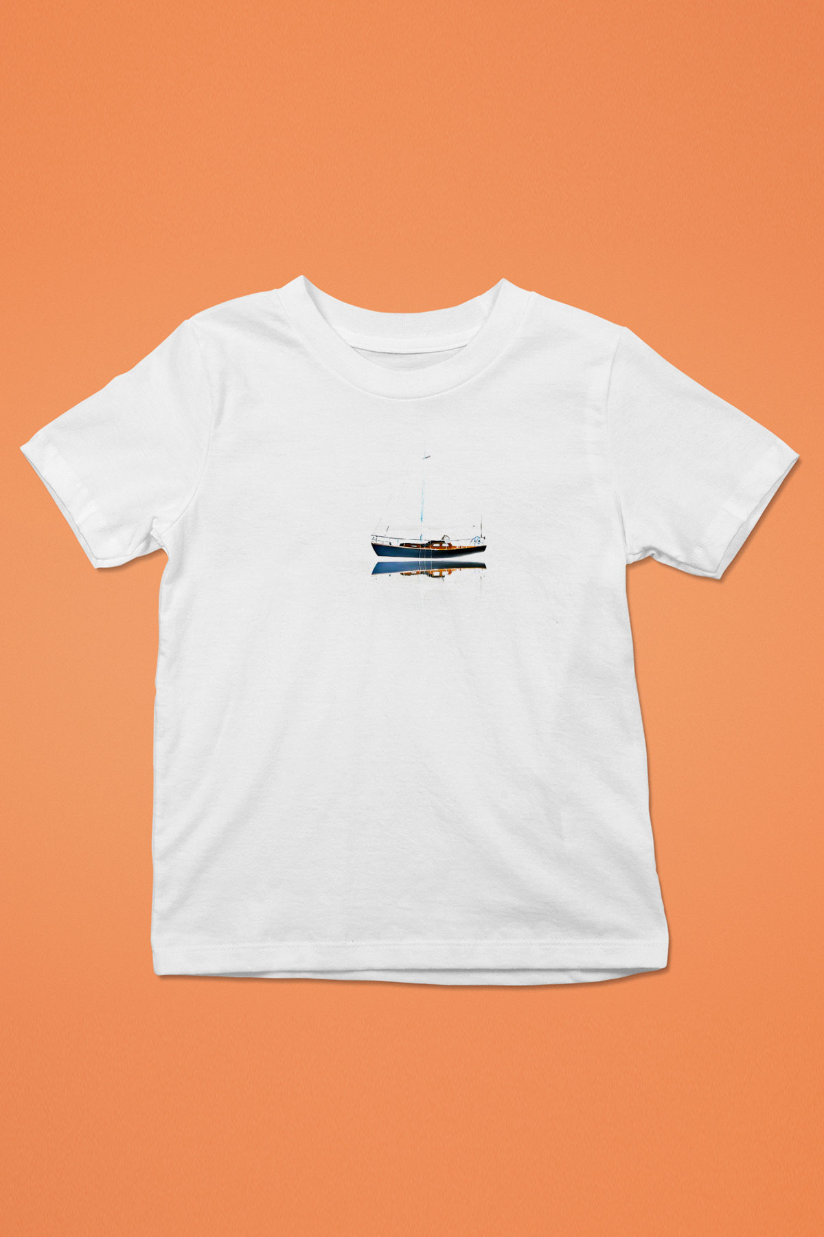 Yelken Baskılı Unisex Beyaz Çocuk Tişört - Tshirt