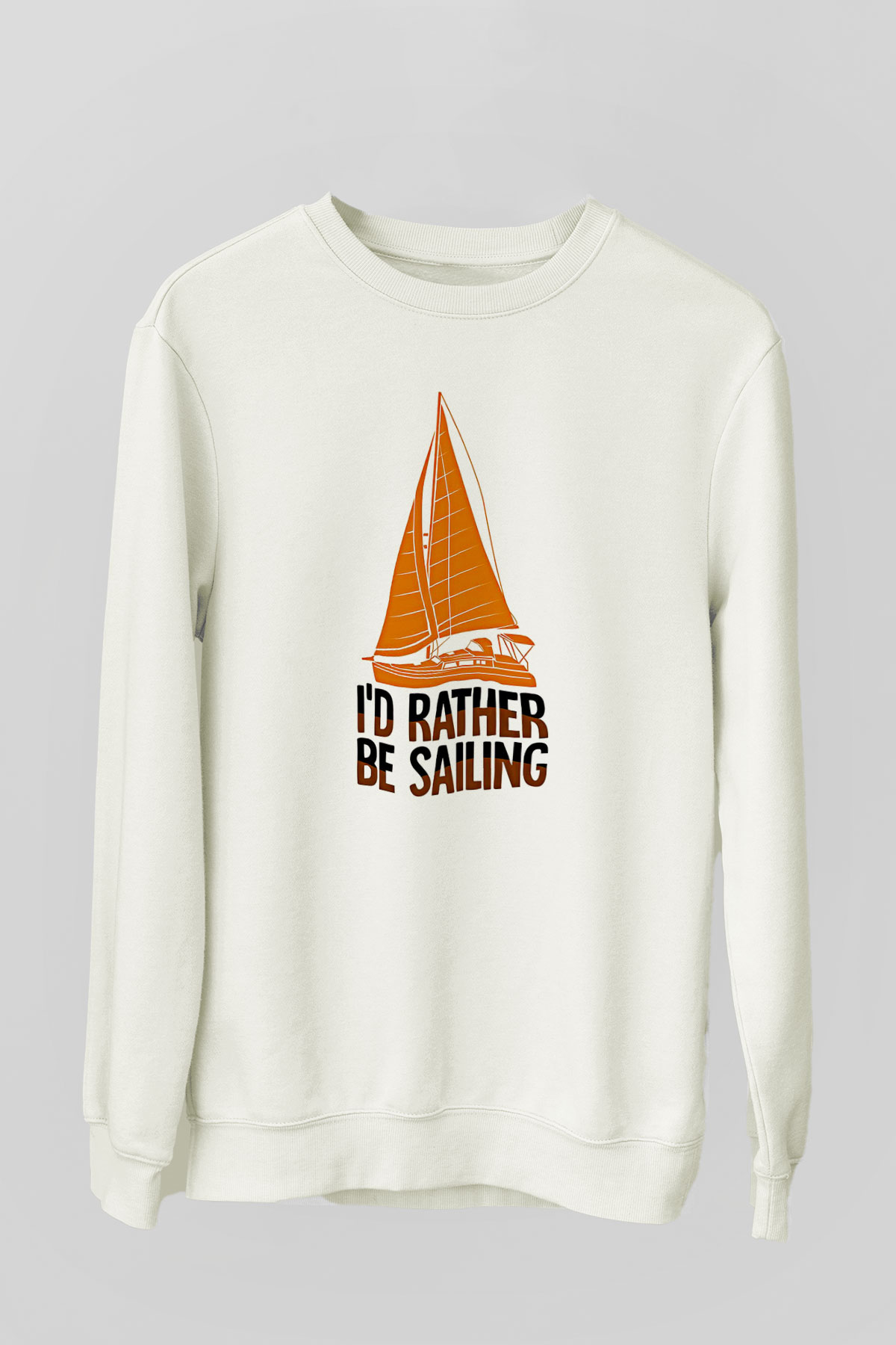 Yelken Baskılı Unisex Ekru Sweatshirt