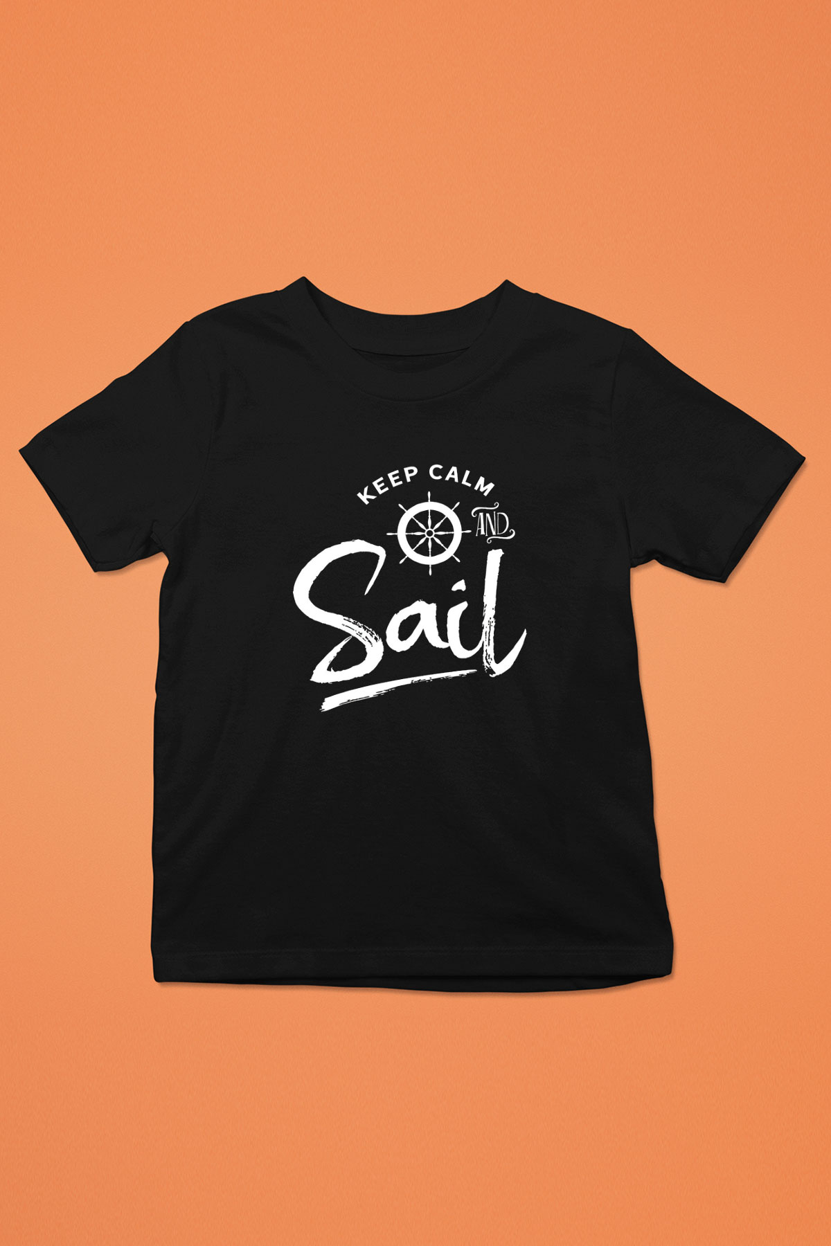 Yelken - Sail Baskılı Unisex Siyah Çocuk Tİşörtü - Tshirt