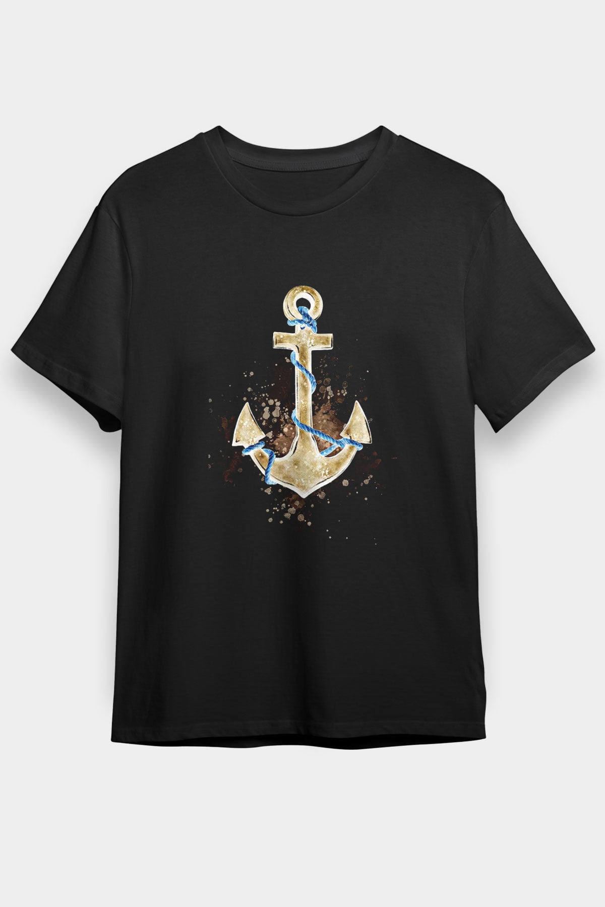 Yelken - Sail Baskılı Unisex Siyah Tişört - Tshirt