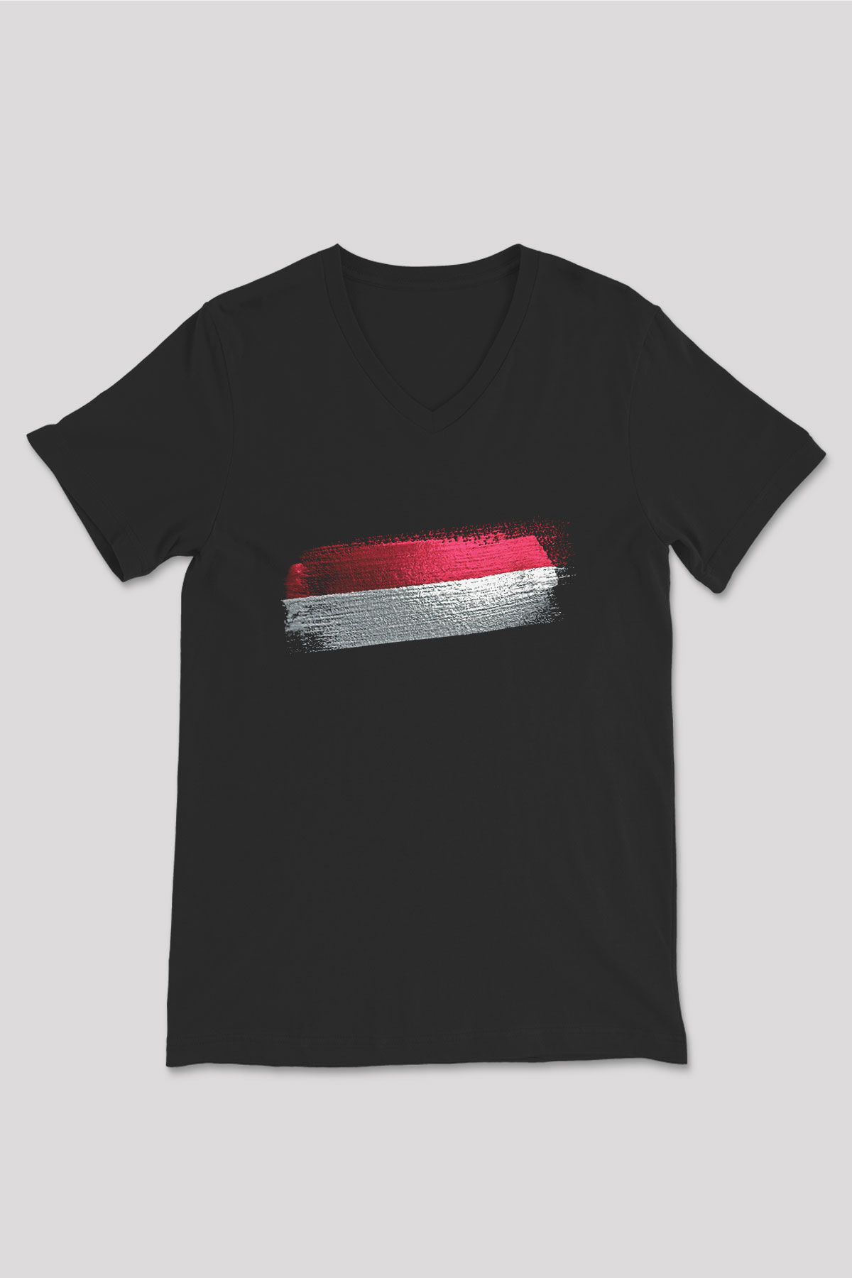 Yemen Bayrağı Baskılı Unisex Siyah V Yaka Tişört