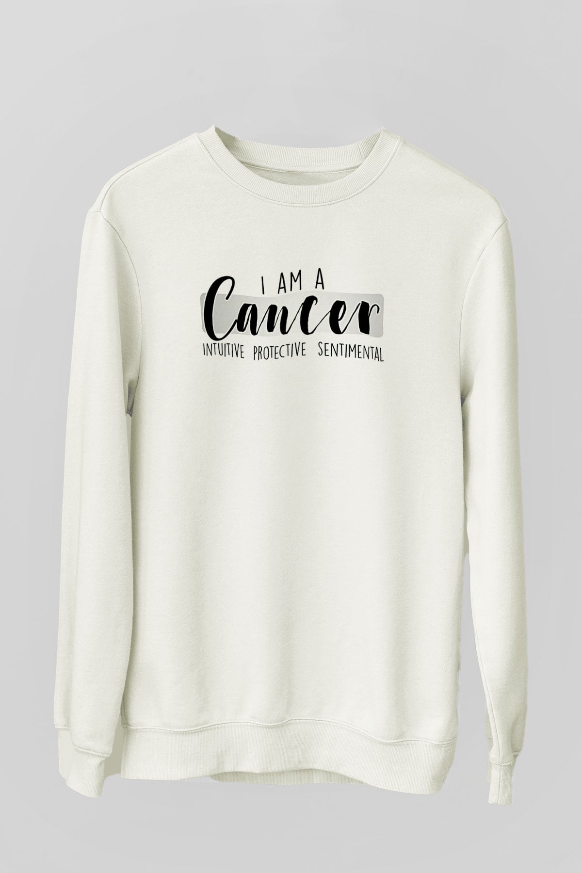 Yengeç Burcu Baskılı Beyaz Unisex Sweatshirt