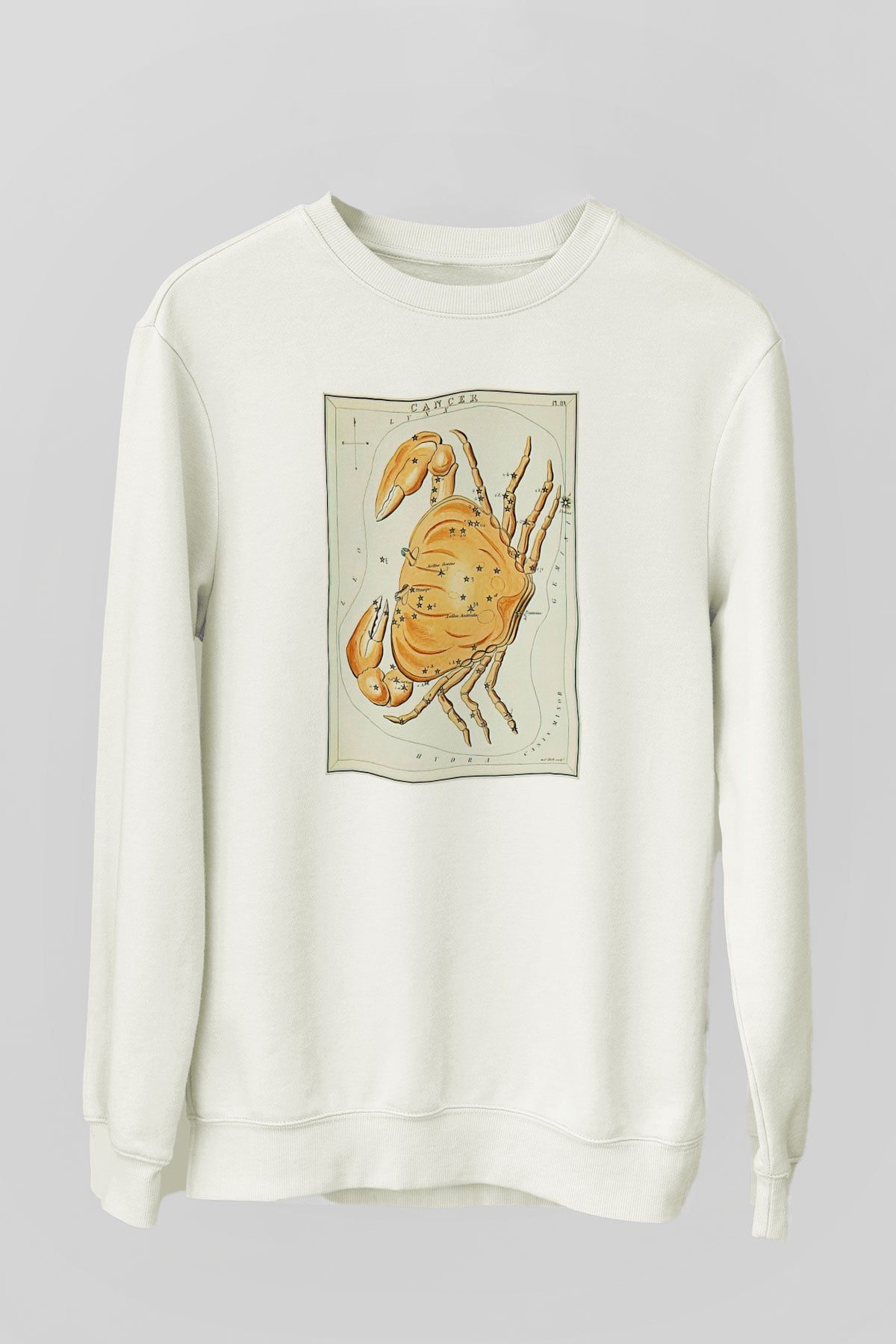 Yengeç Burcu Baskılı Beyaz Unisex Sweatshirt