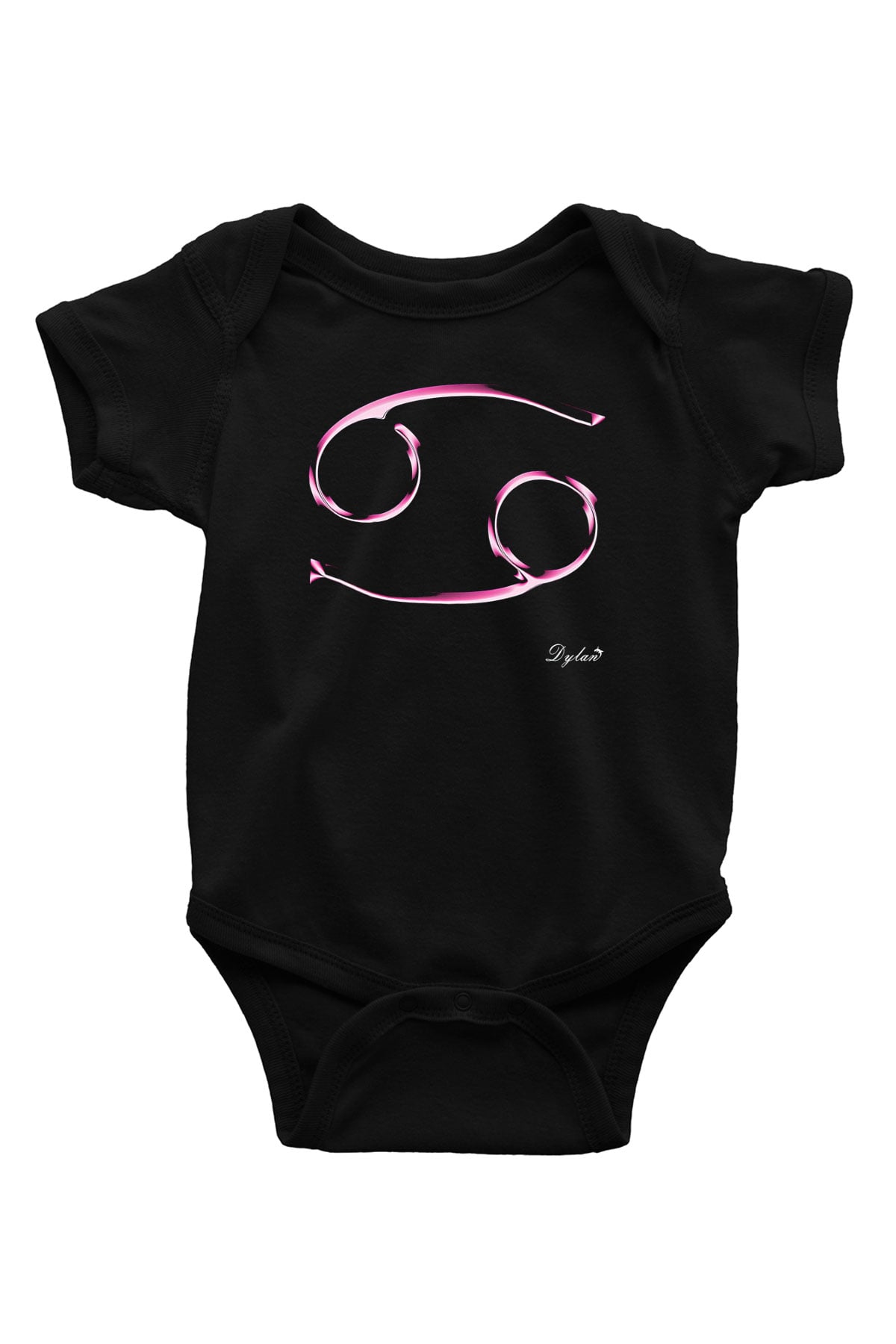 Yengeç Burcu Baskılı Unisex Siyah Bebek Body - Zıbın