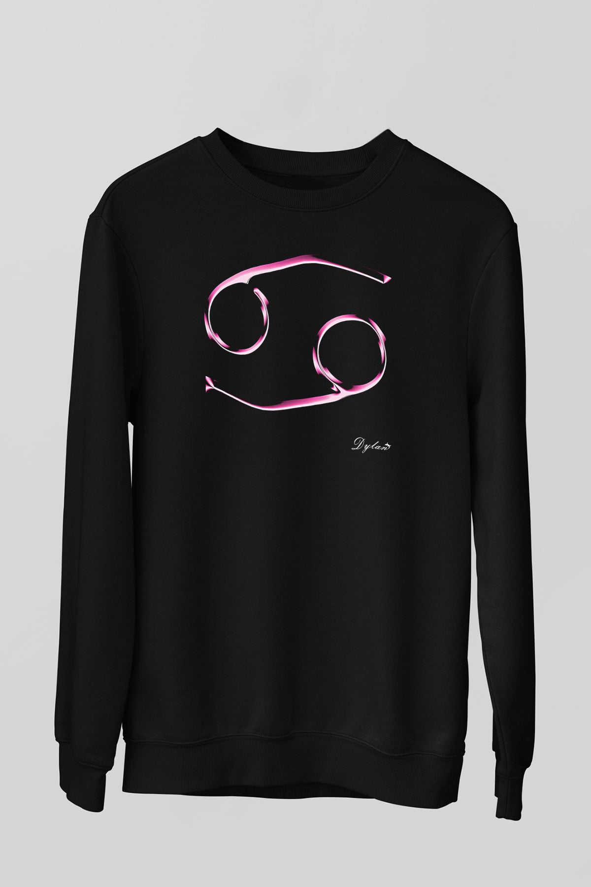 Yengeç Burcu Baskılı Unisex Siyah Sweatshirt