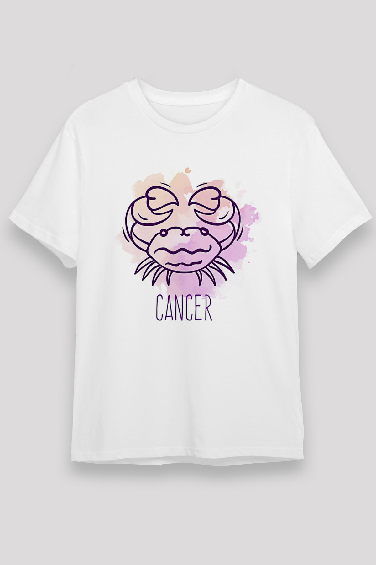 Yengeç Burcu Unisex Baskılı Beyaz Tişört - Tshirt