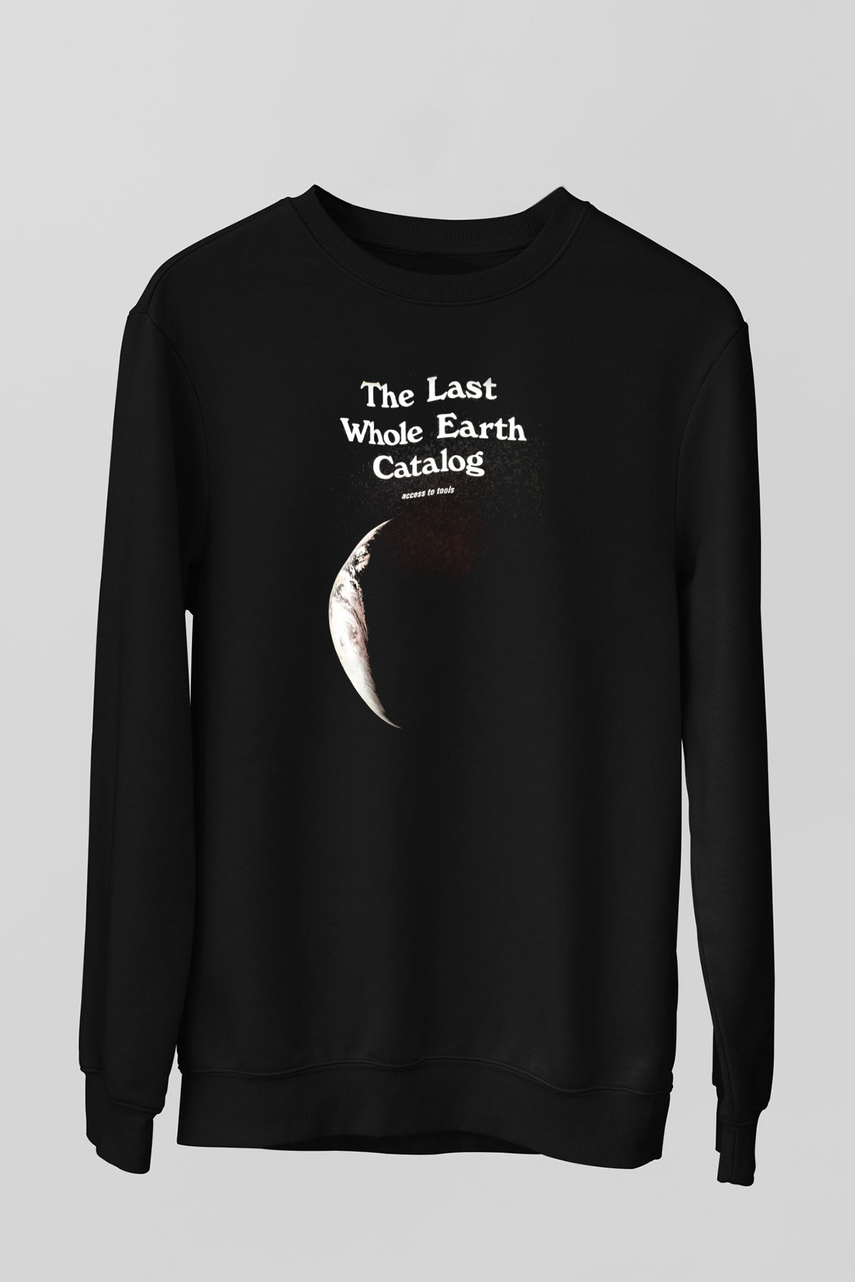 Yer yüzü Siyah Unisex Sweatshirt