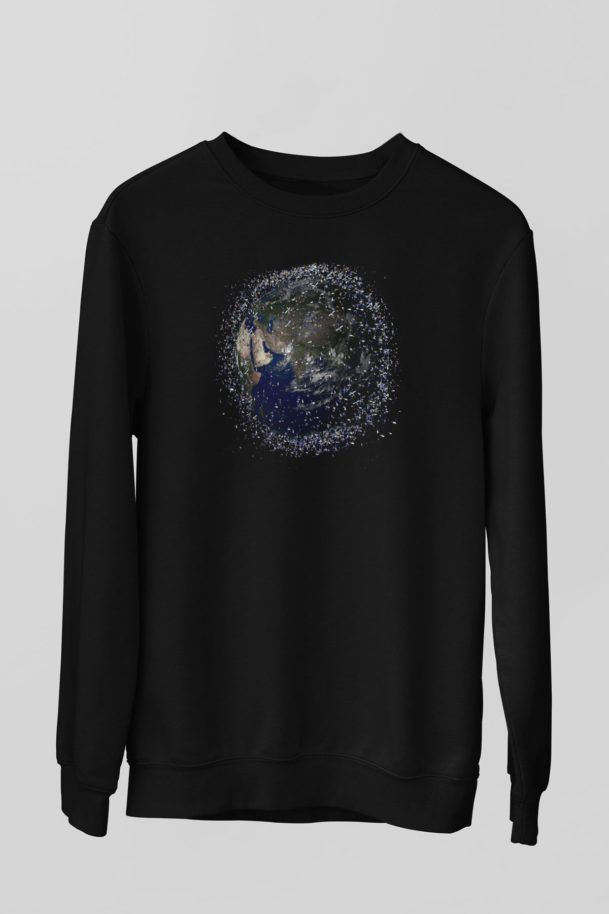 Yer yüzü Siyah Unisex Sweatshirt