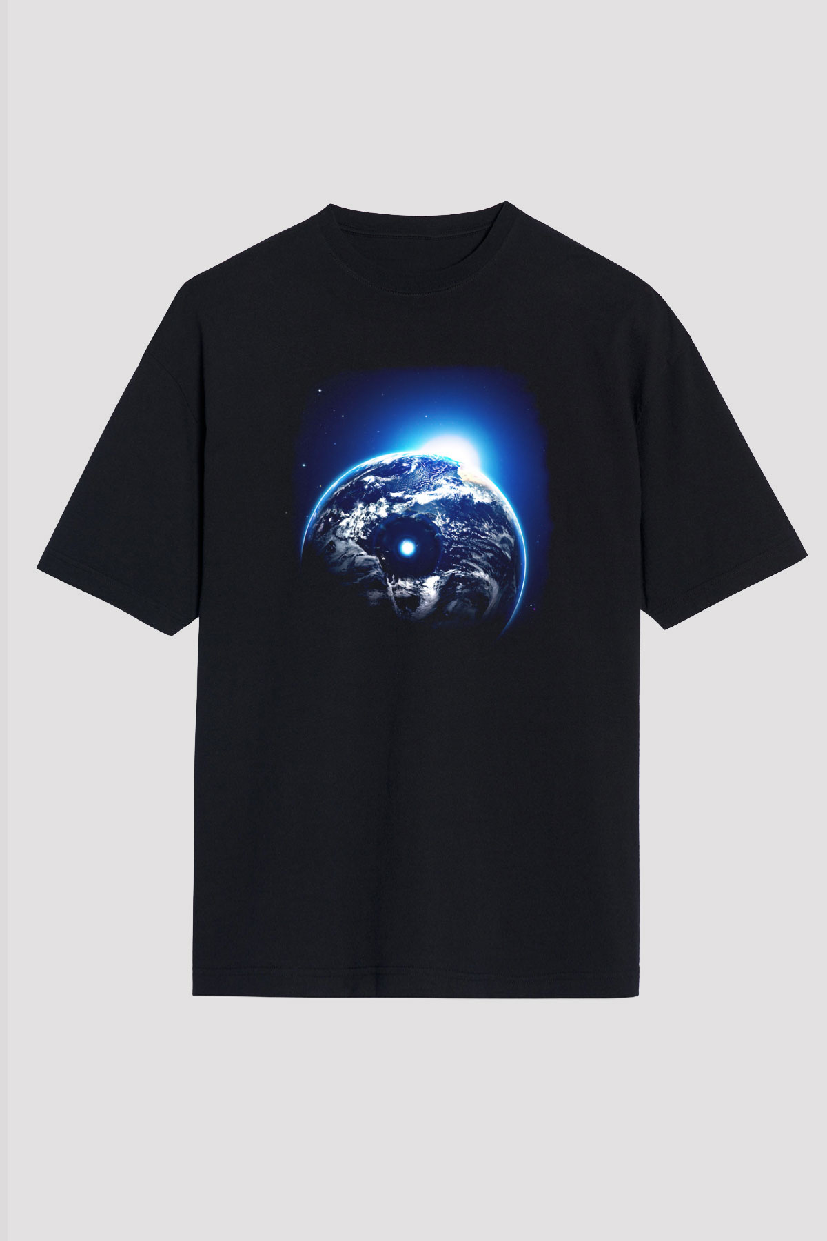 Yer yüzü Siyah Unisex Tişört T-Shirt - TişörtFabrikası