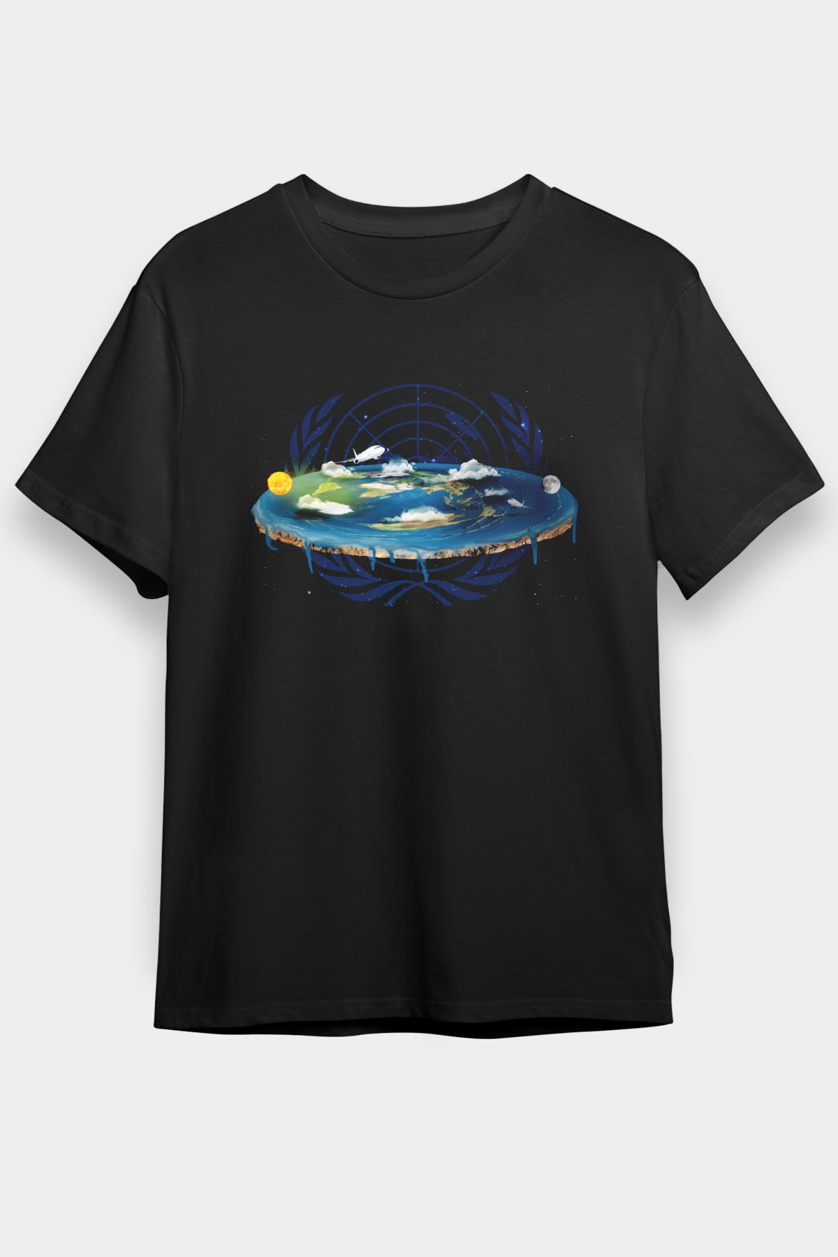 Yer yüzü Siyah Unisex Tişört T-Shirt - TişörtFabrikası