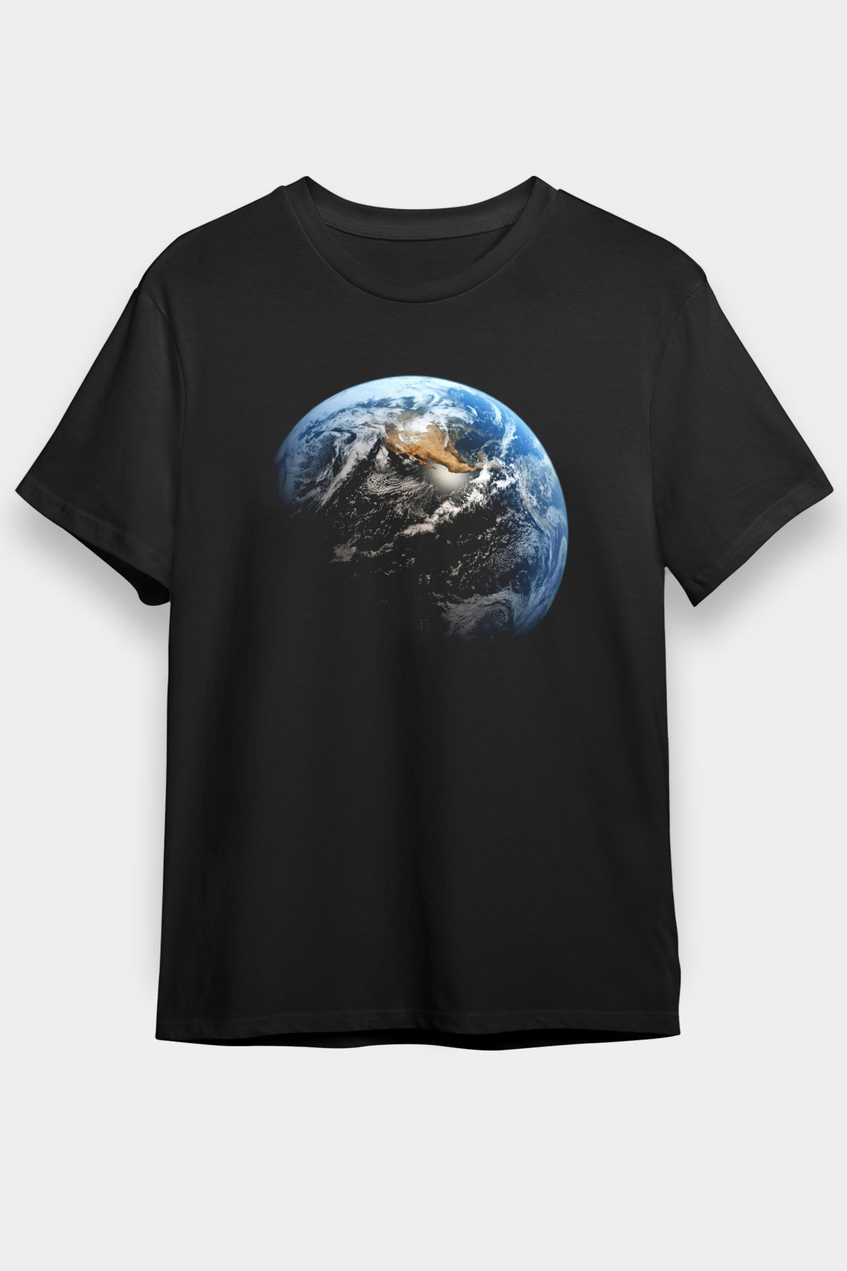 Yer yüzü Siyah Unisex Tişört T-Shirt - TişörtFabrikası