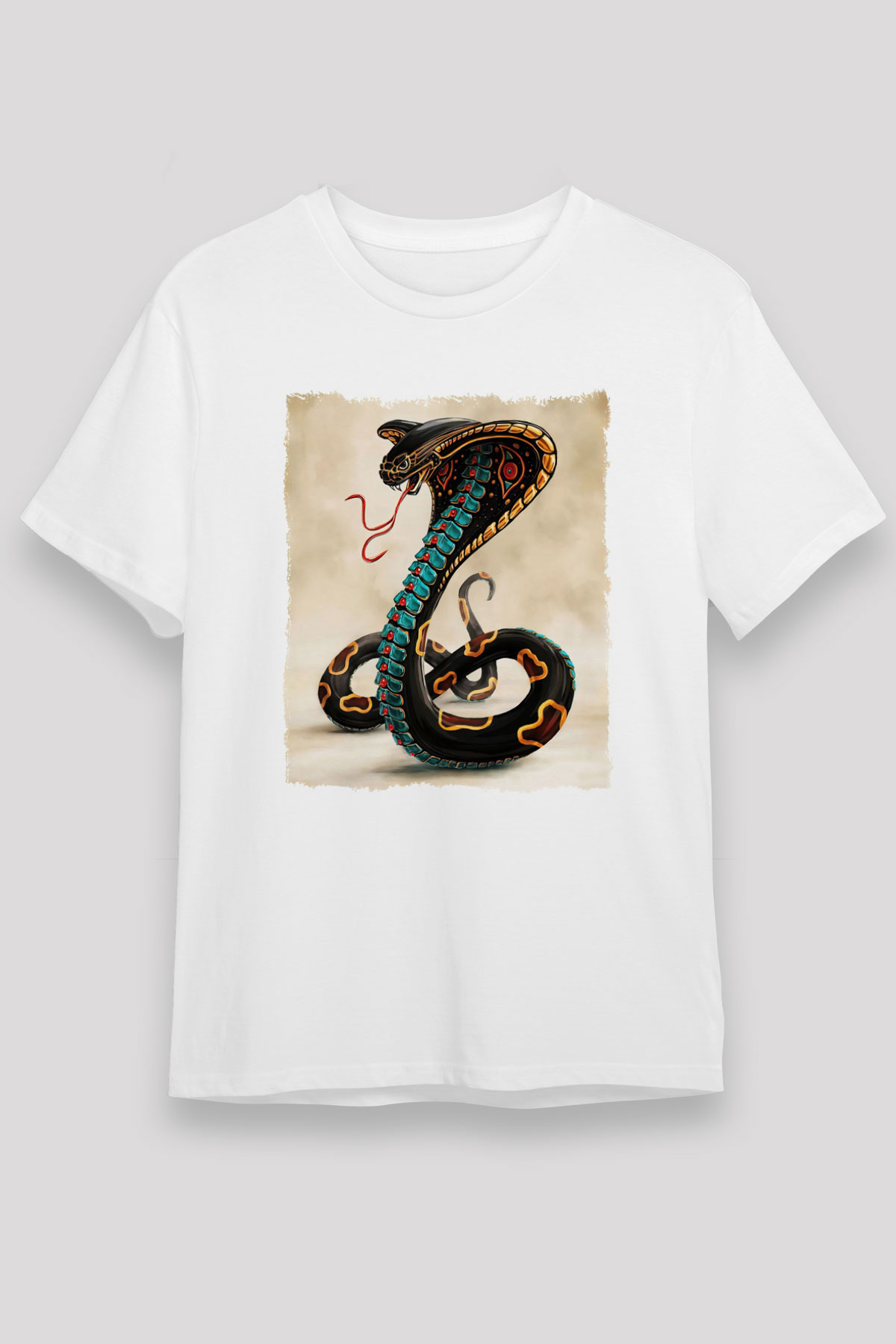 Yılan Beyaz Unisex Tişört T-Shirt - TişörtFabrikası