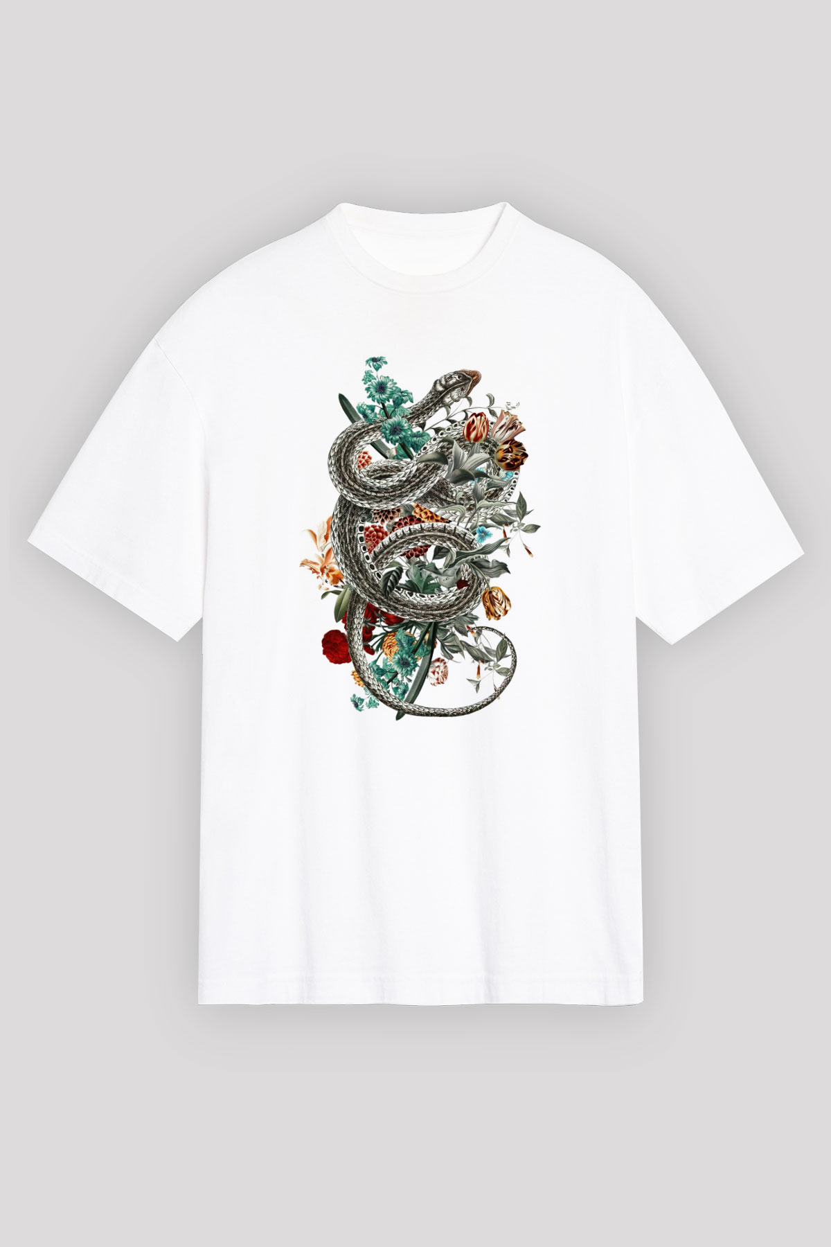 Yılan Beyaz Unisex Tişört T-Shirt - TişörtFabrikası