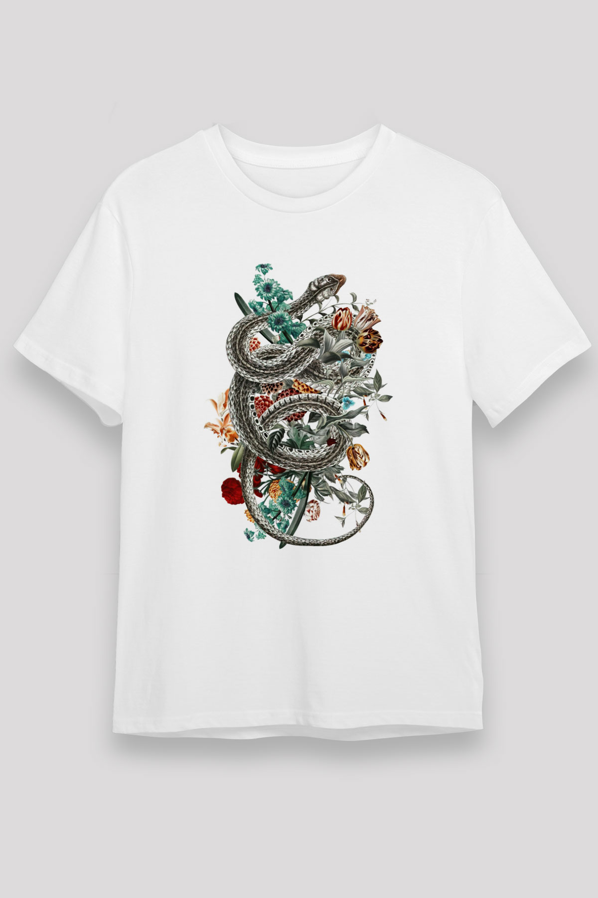 Yılan Beyaz Unisex Tişört T-Shirt - TişörtFabrikası