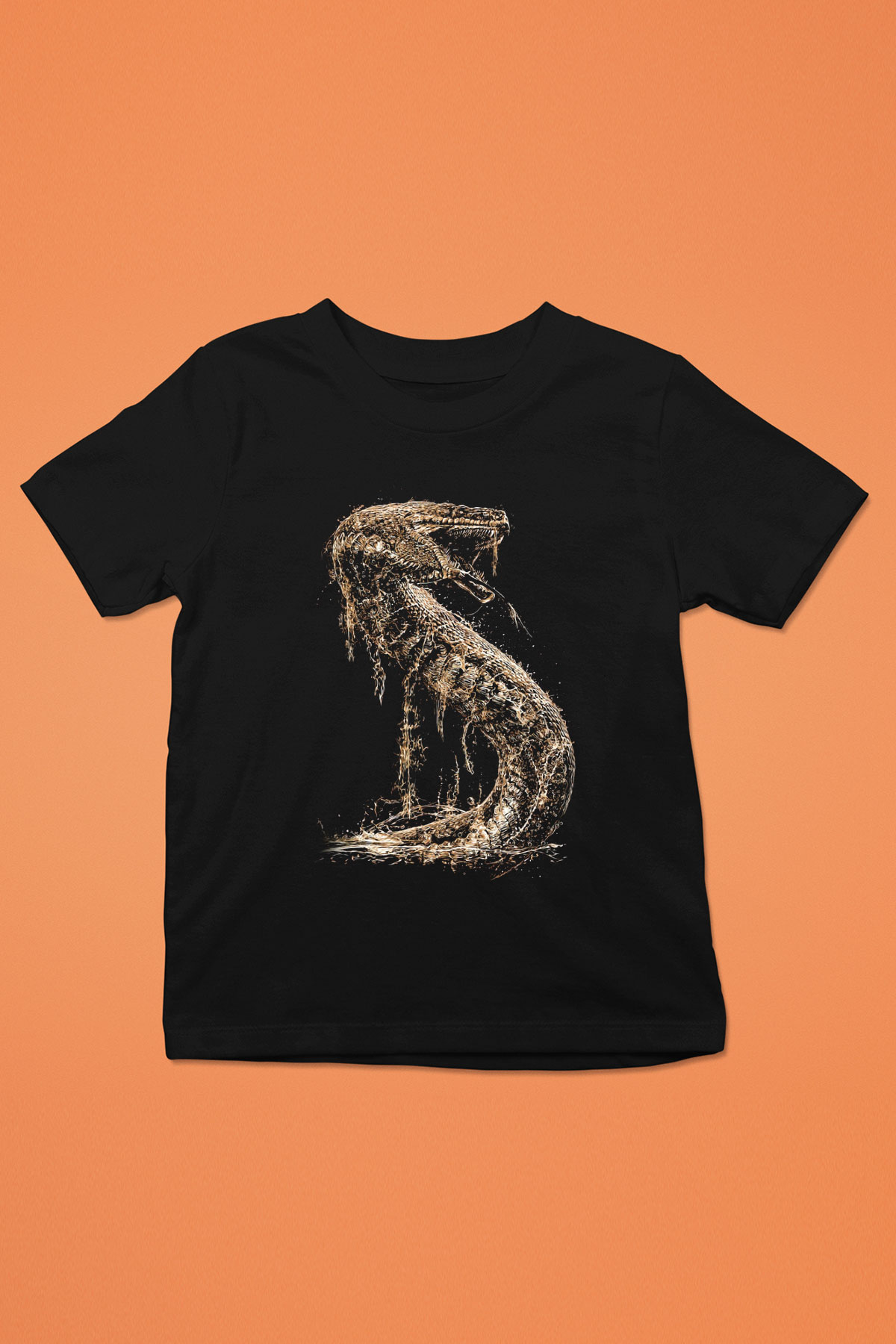 Yılan Siyah Unisex Çocuk Tişört