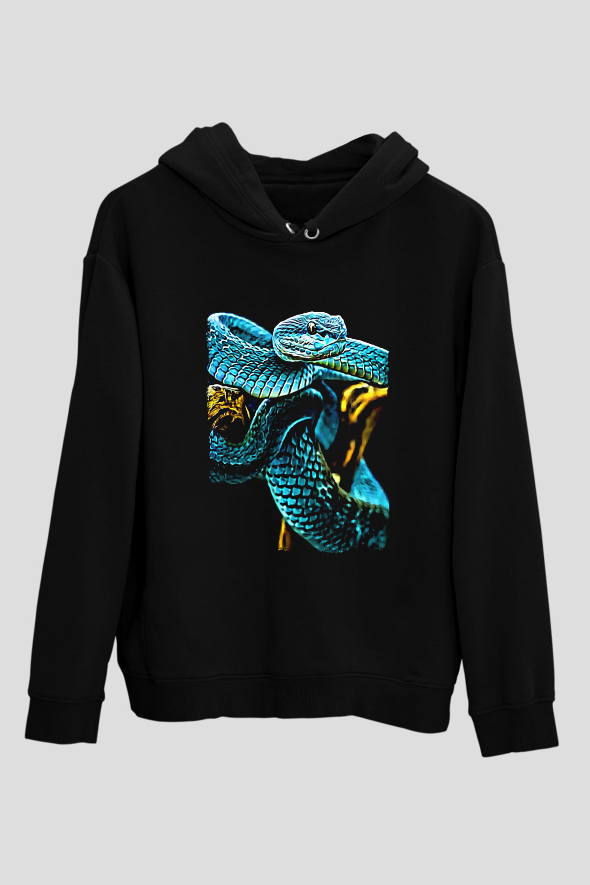 Yılan Siyah Unisex Hoodie