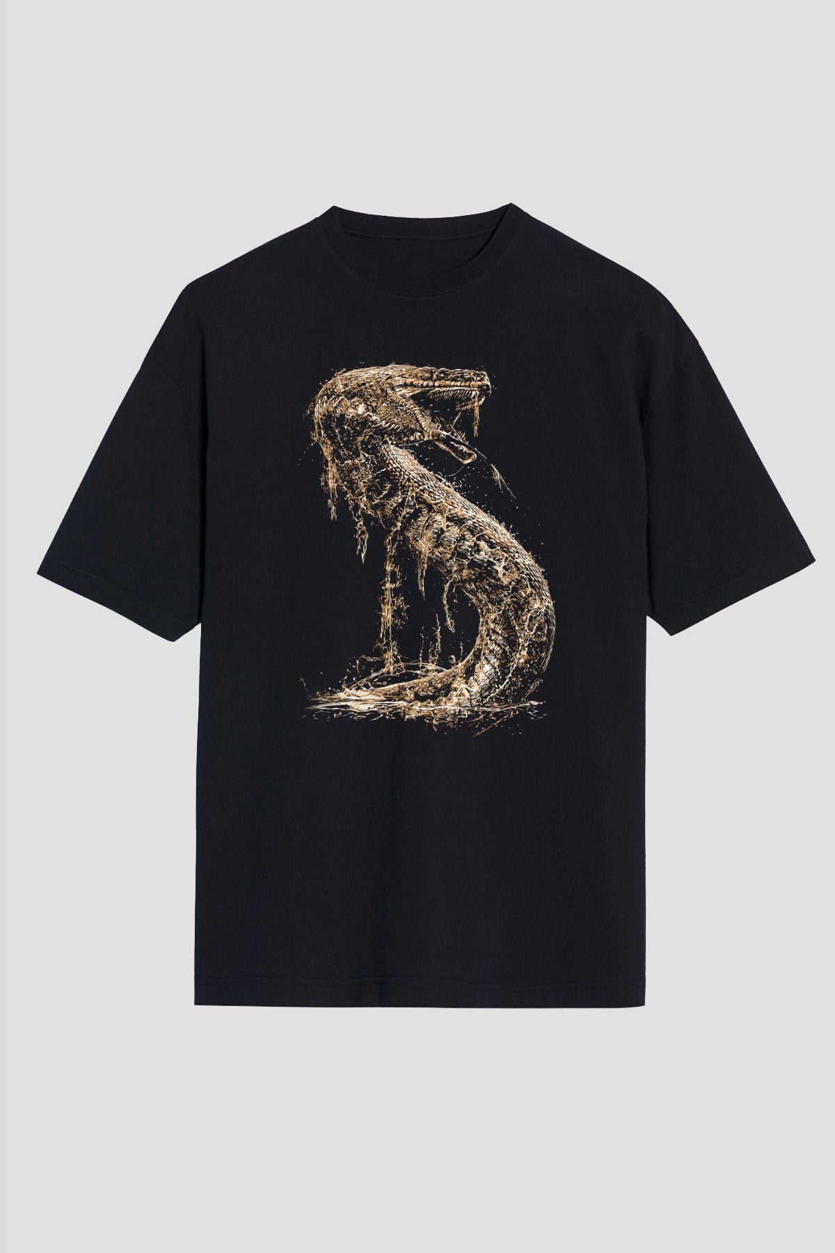 Yılan Siyah Unisex Tişört T-Shirt - TişörtFabrikası