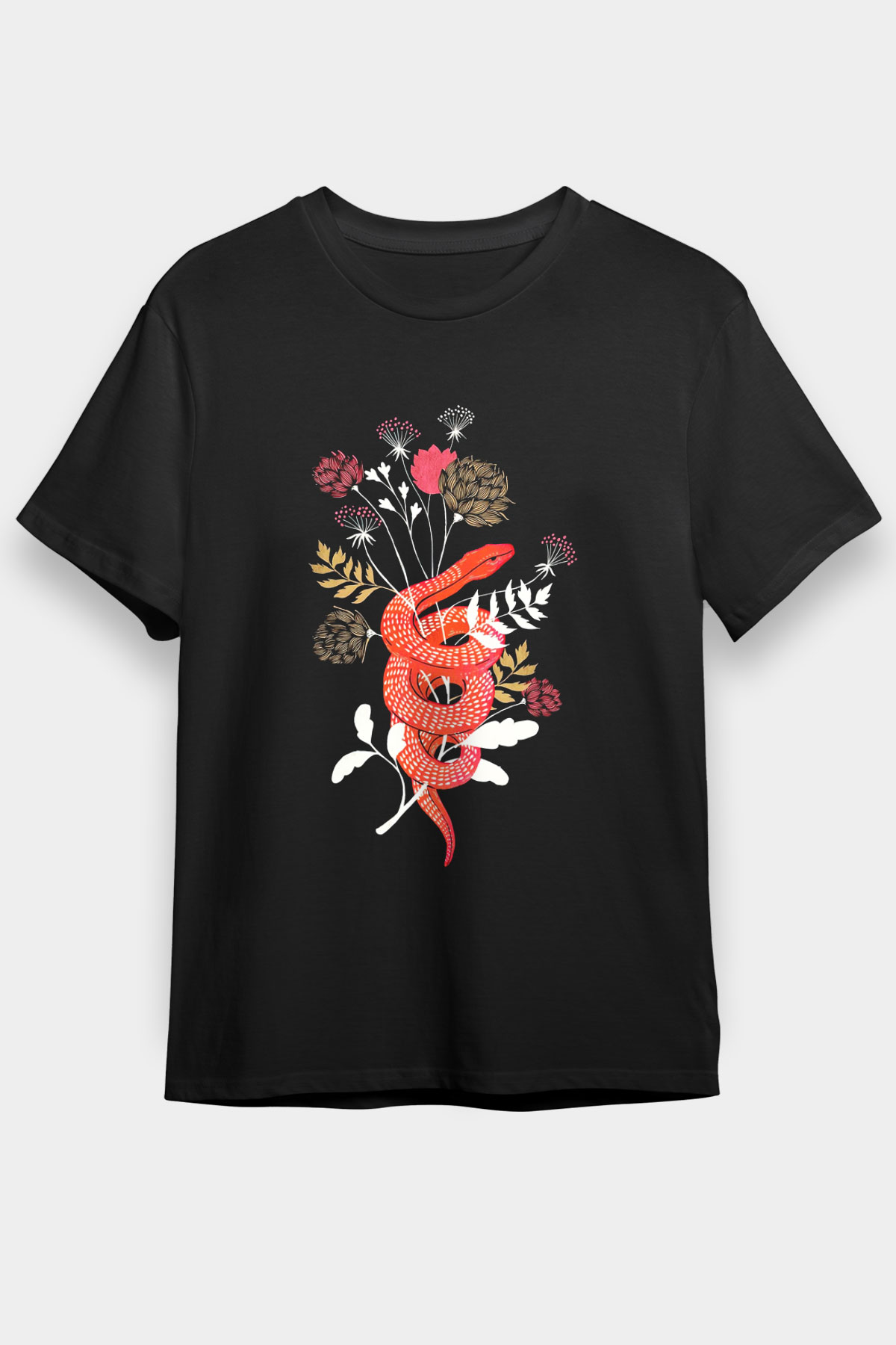 Yılan Siyah Unisex Tişört T-Shirt - TişörtFabrikası