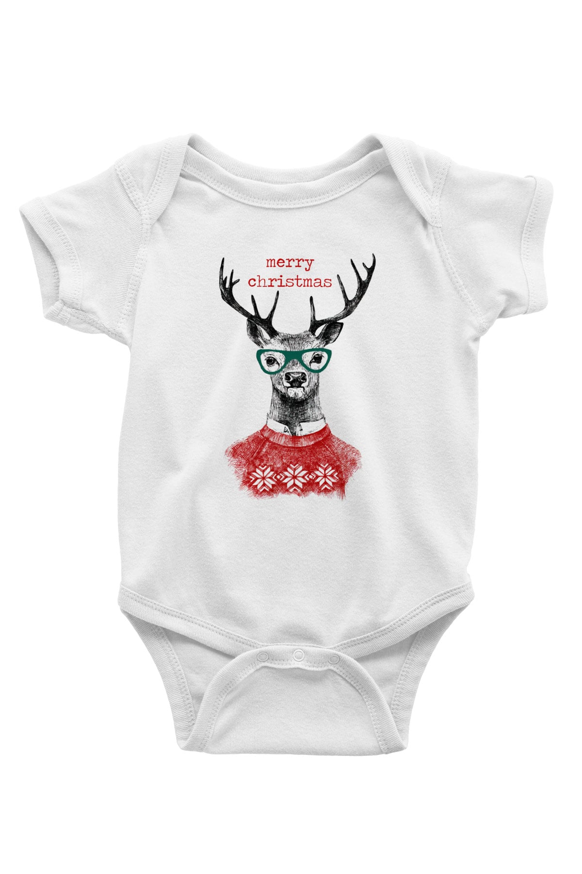 Yılbaşı Baskılı Beyaz Unisex Bebek Body - Zıbın