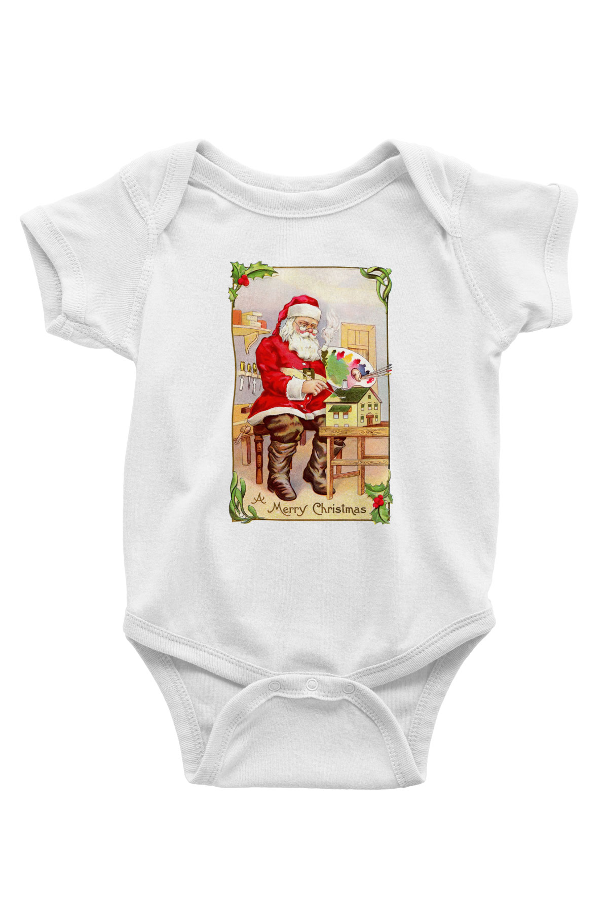 Yılbaşı Baskılı Beyaz Unisex Bebek Body - Zıbın