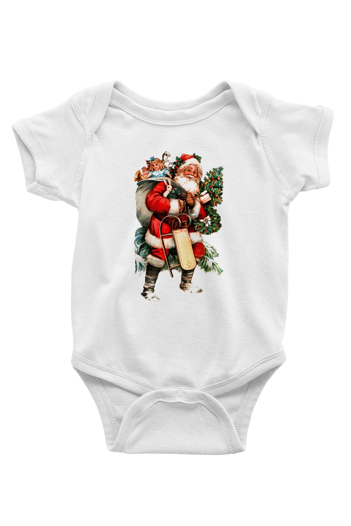 Yılbaşı Baskılı Beyaz Unisex Bebek Body - Zıbın