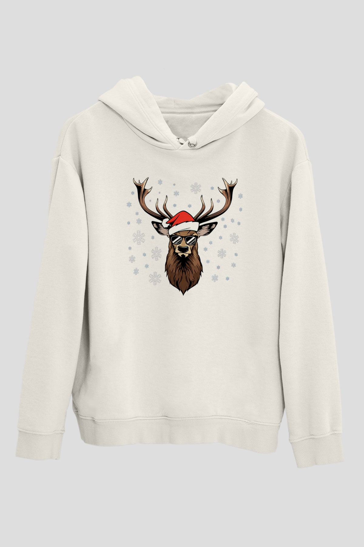 Yılbaşı Beyaz Unisex Kapşonlu Sweatshirt