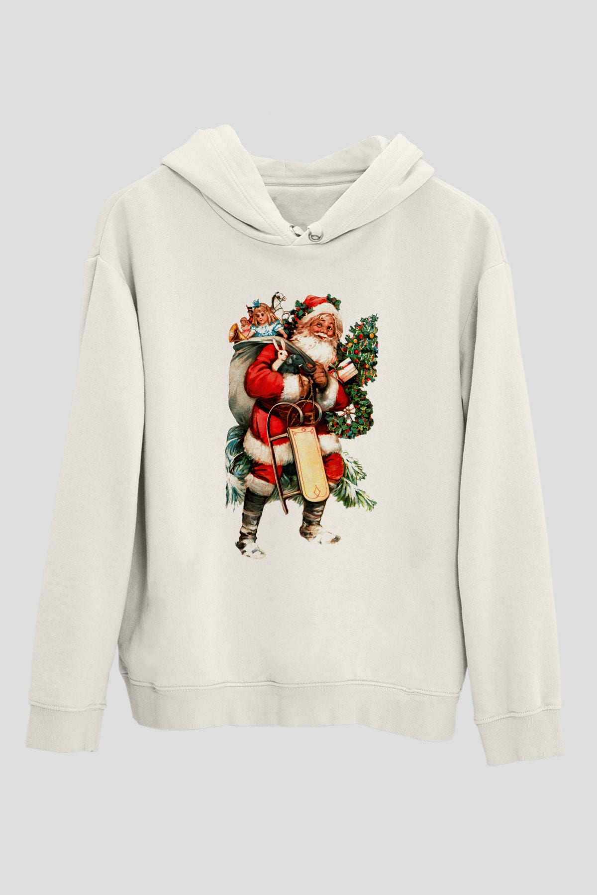 Yılbaşı Beyaz Unisex Kapşonlu Sweatshirt