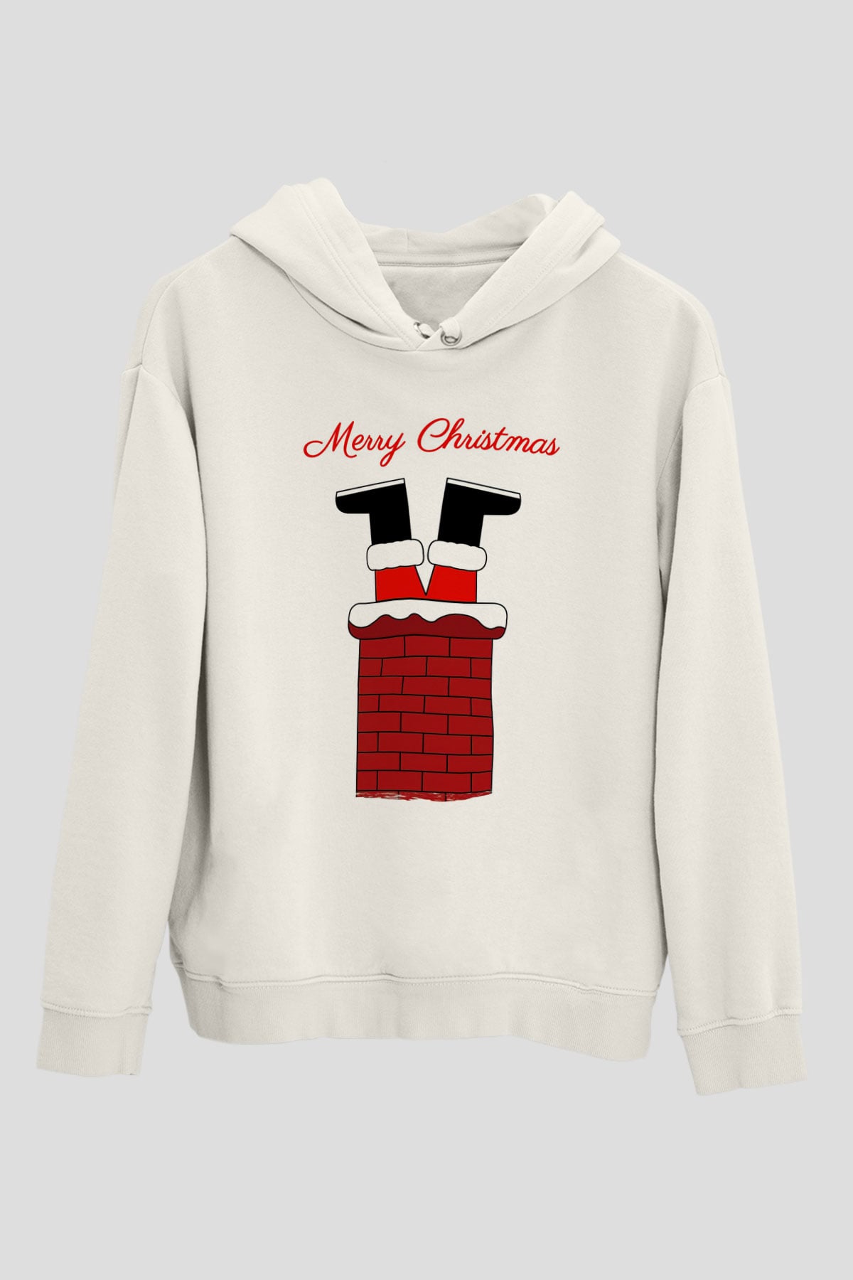 Yılbaşı Beyaz Unisex Kapüşonlu Sweatshirt